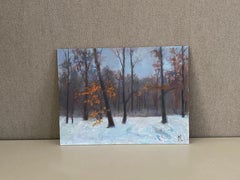 Misty Day in the English Garden. Nature, small artwork. Landscape Paintings