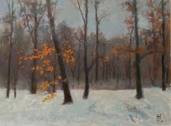 Misty Day in the English Garden. Nature, small artwork. Autumnal landscapes