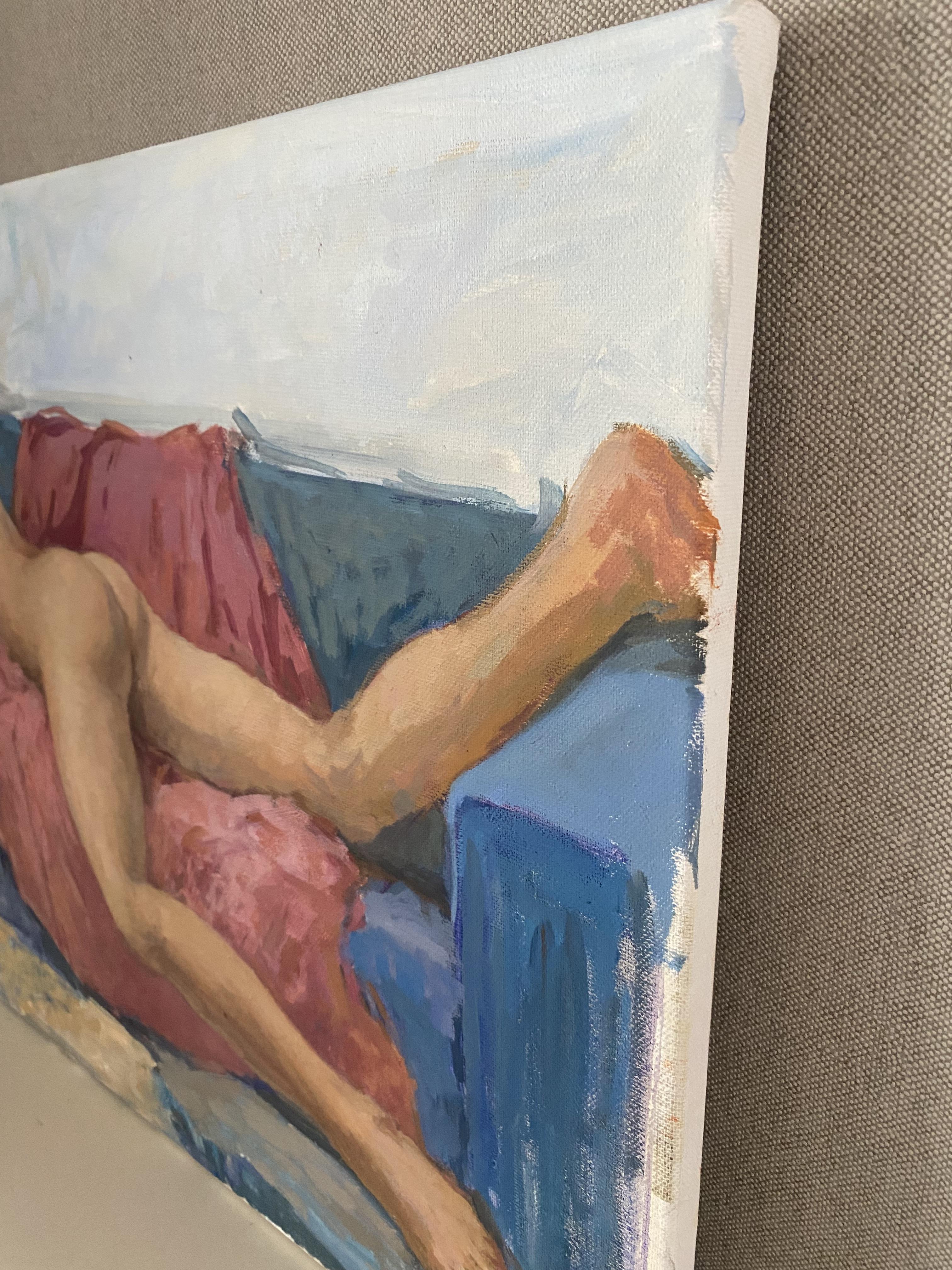 Nude, oil painting, oil on canvas, impressionistic, live model - Painting by Elena Bulatova