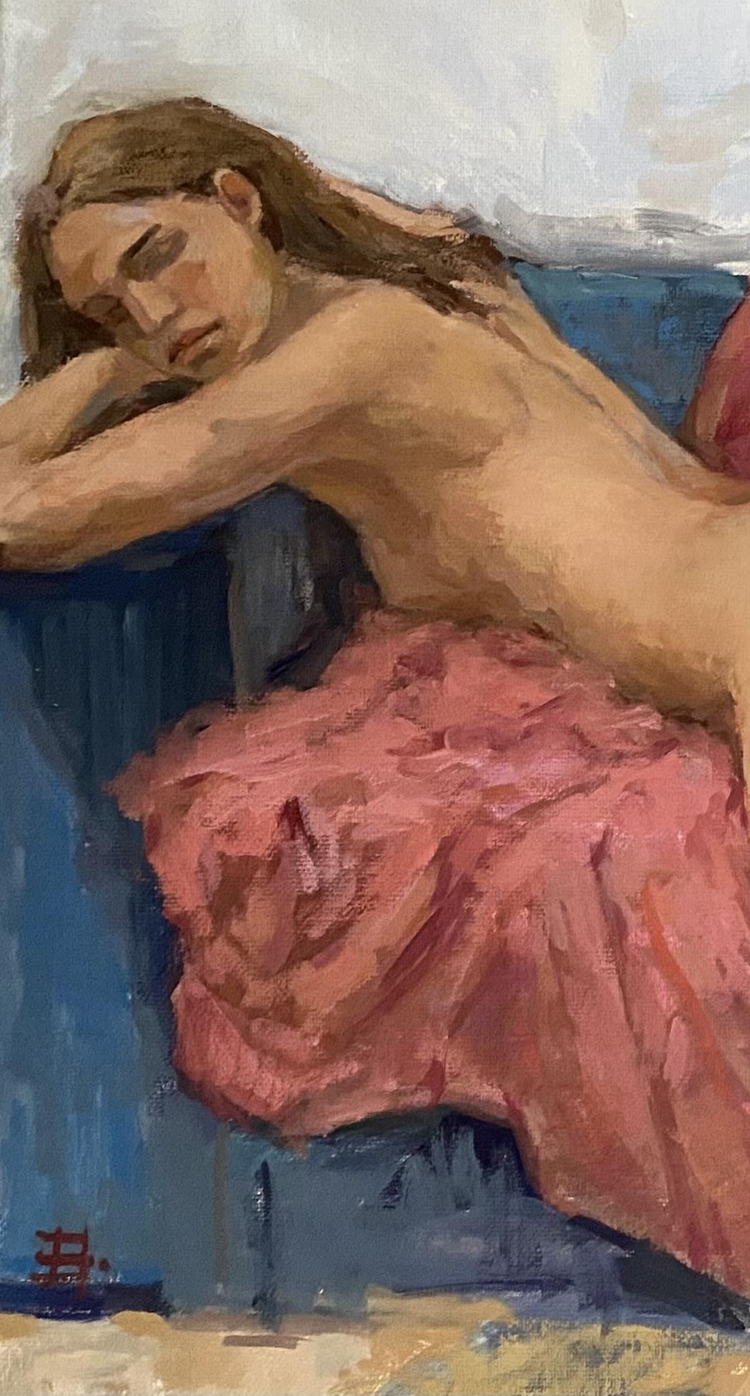 Nude, oil painting, oil on canvas, impressionistic, live model For Sale 3