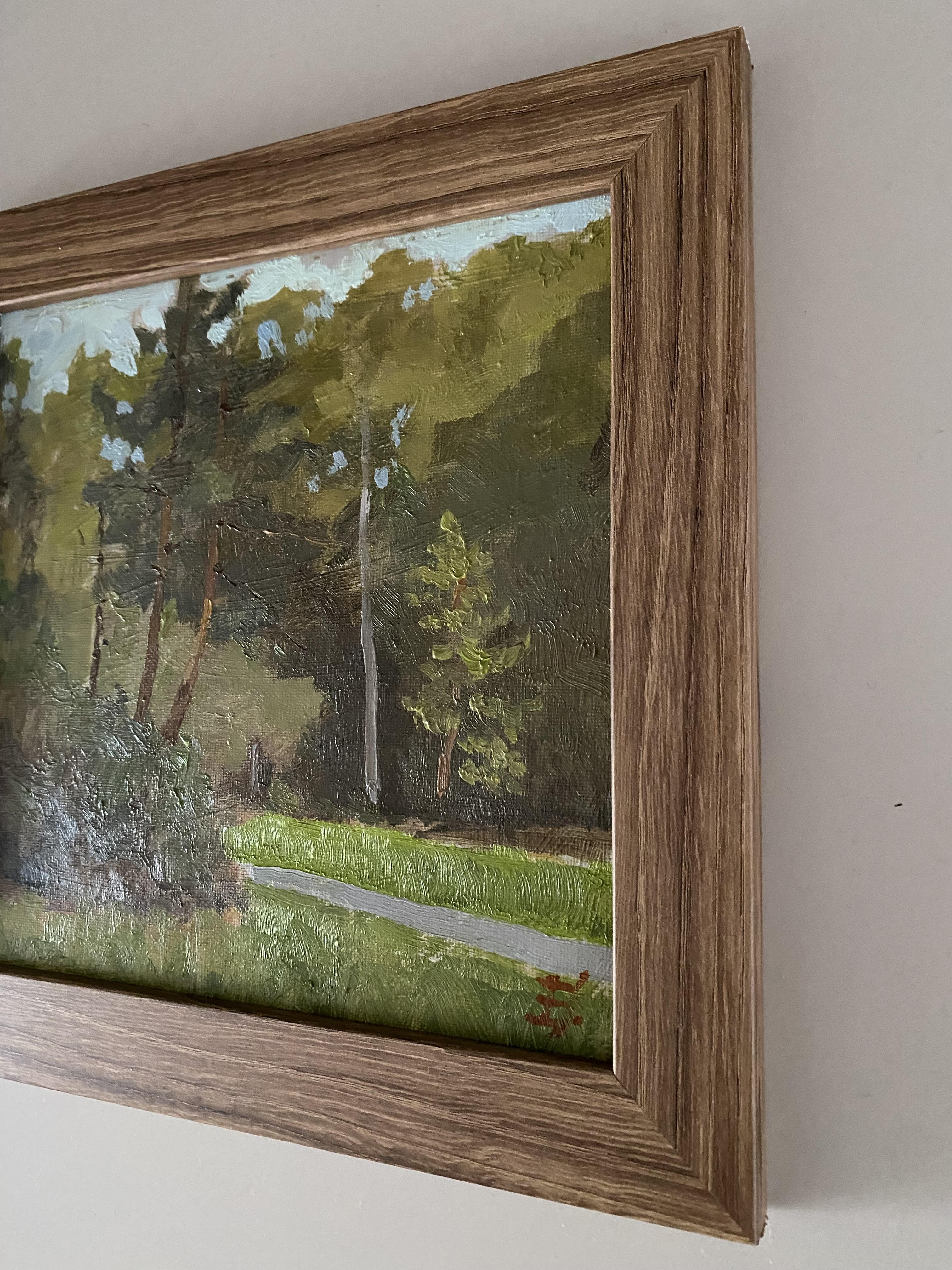 En dehors du bruit - Marron Landscape Painting par Elena Bulatova