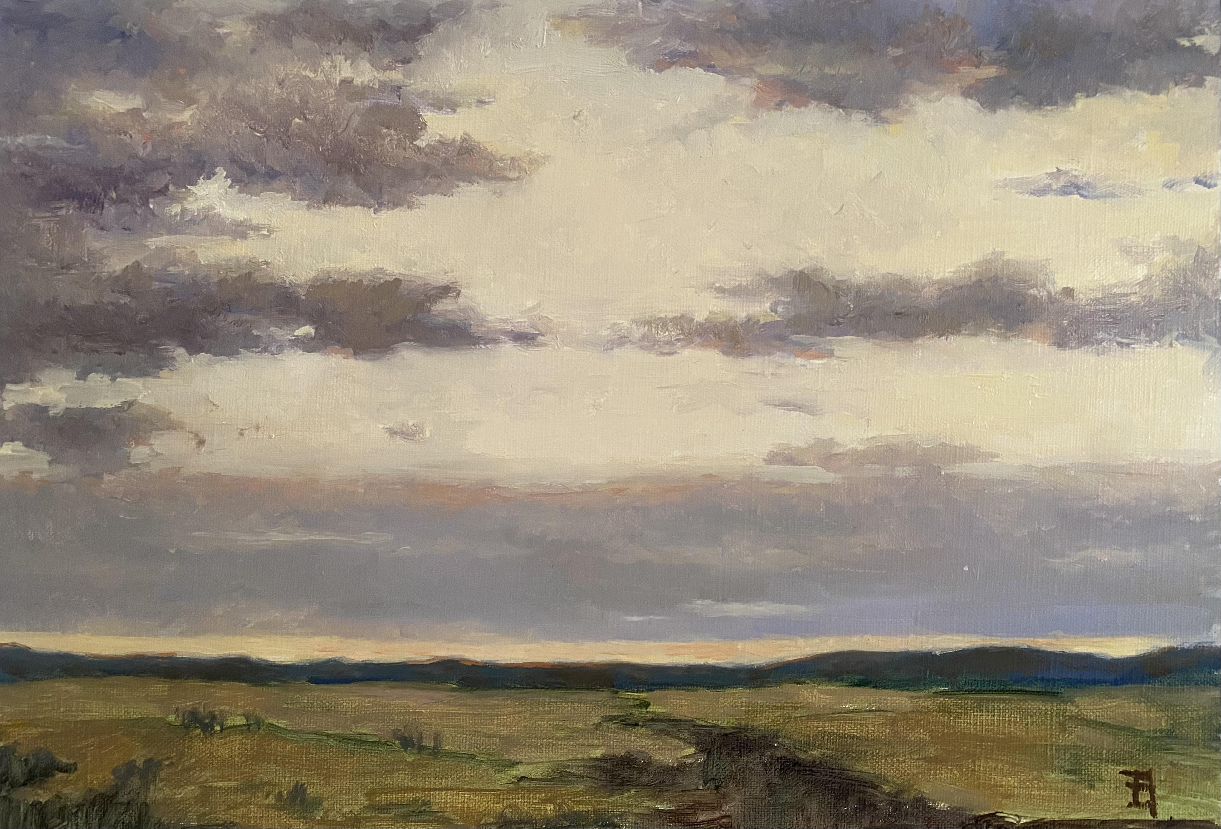 Elena Bulatova Landscape Painting - Quiet Horizon Landscape impressionist oil painting on canvas fine art tradition