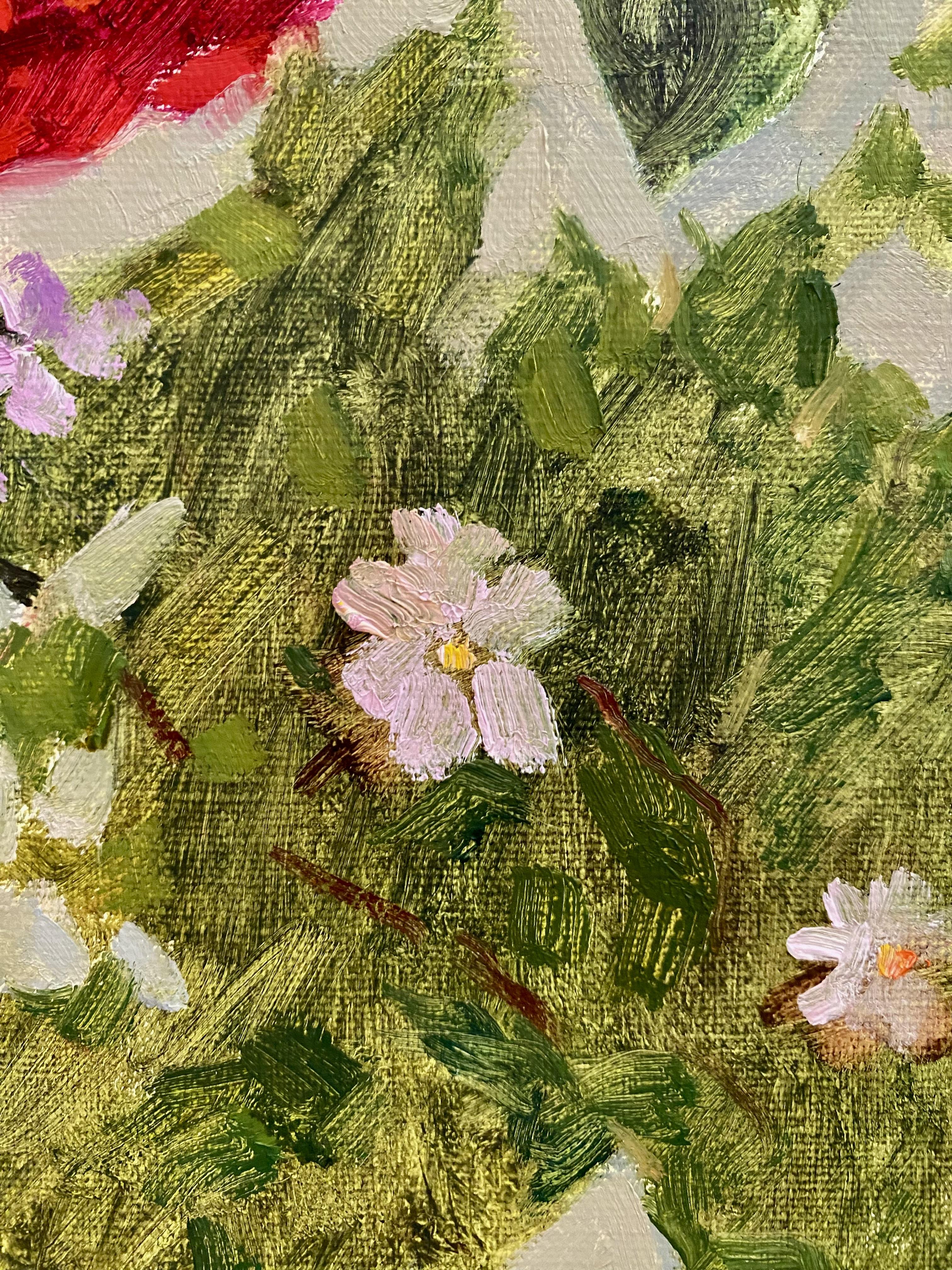Rote Rosen - Versuchung, Öl auf Leinwand, Blumenbild, Original Kunst im Angebot 1