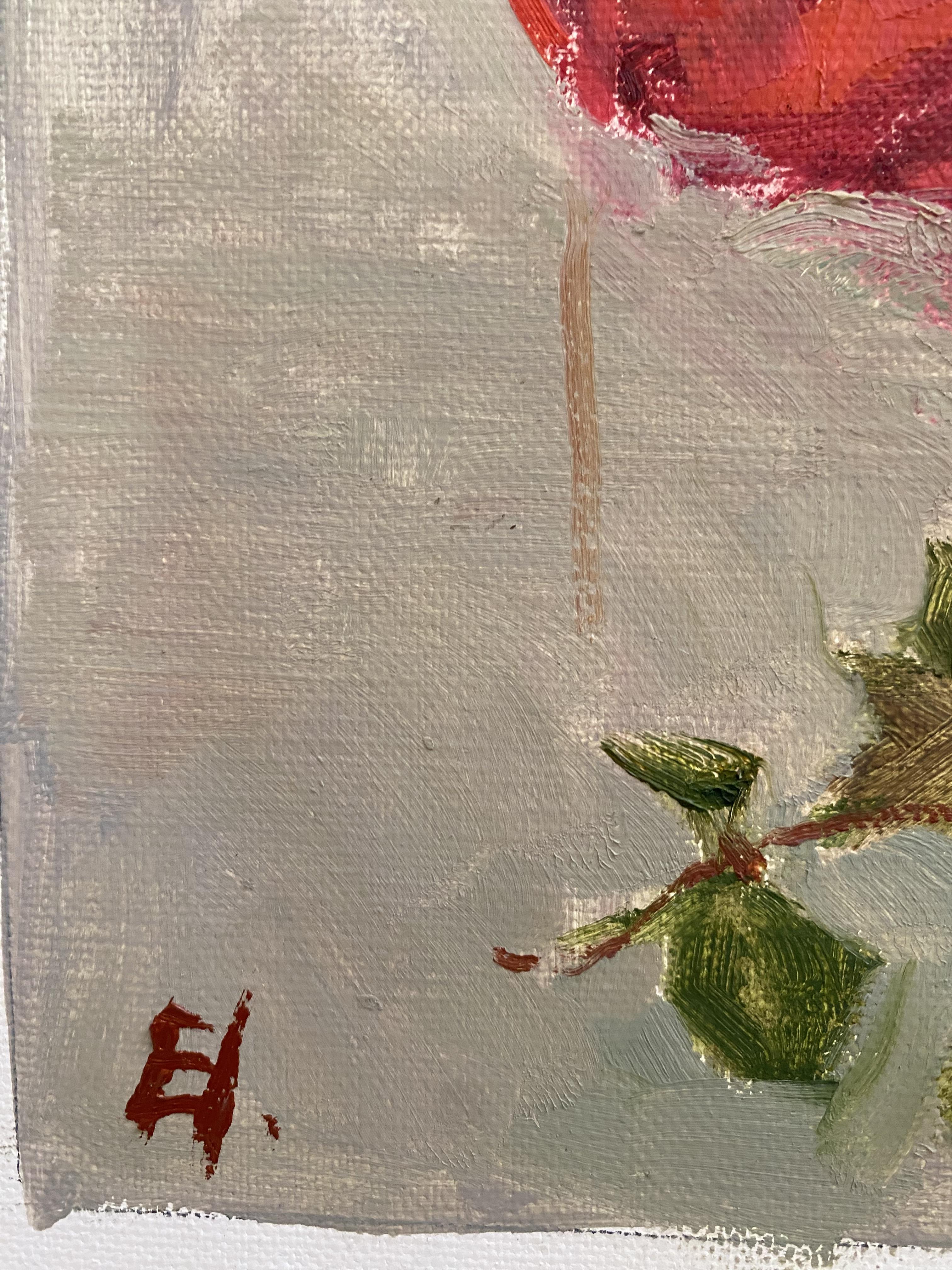 Rote Rosen - Versuchung, Öl auf Leinwand, Blumenbild, Original Kunst im Angebot 2