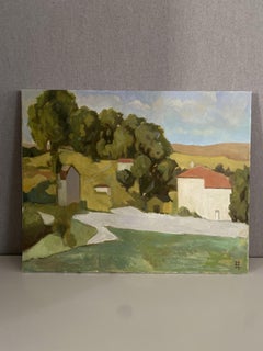 Road Through the Hills. Oil painting landscape original fine art nature village
