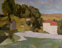 Road Through the Hills. Oil painting landscape original fine art nature village