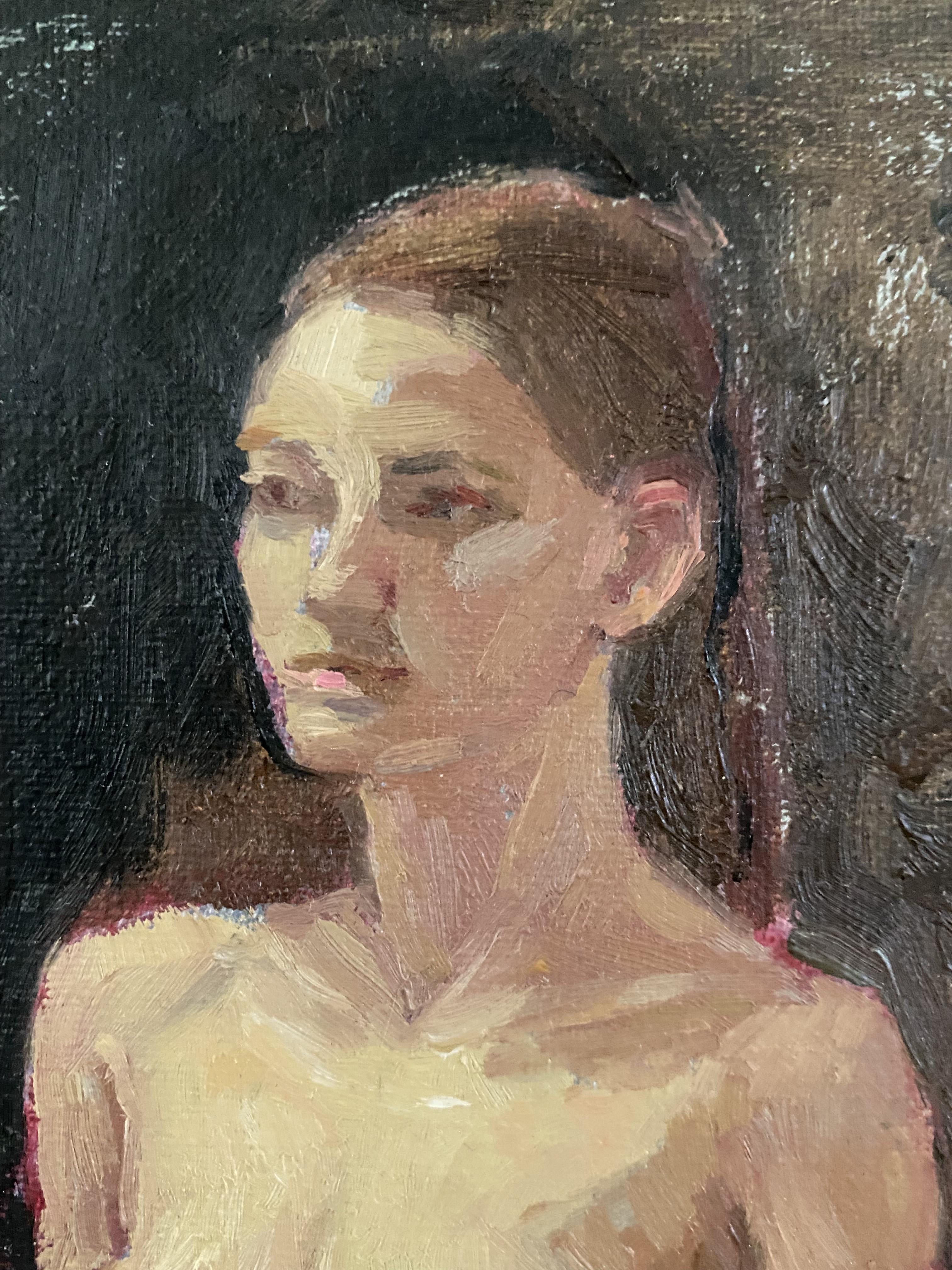 Nu assis Peinture à l'huile originale femme figure. Les nus sur tous les supports en vente 2
