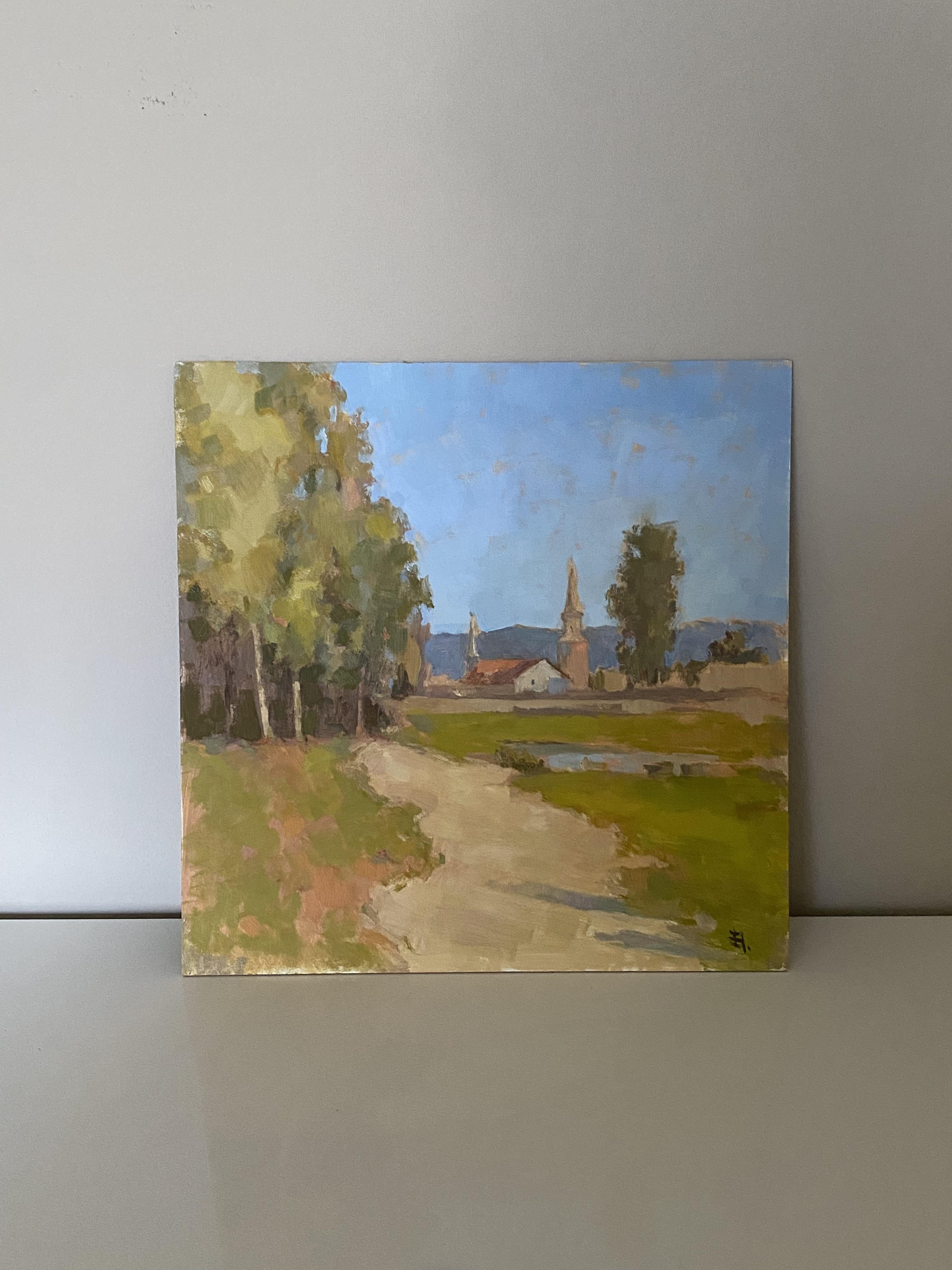 „Silent path“, oil painting, landscape, wall art, country side, impressionism - Painting by Elena Bulatova
