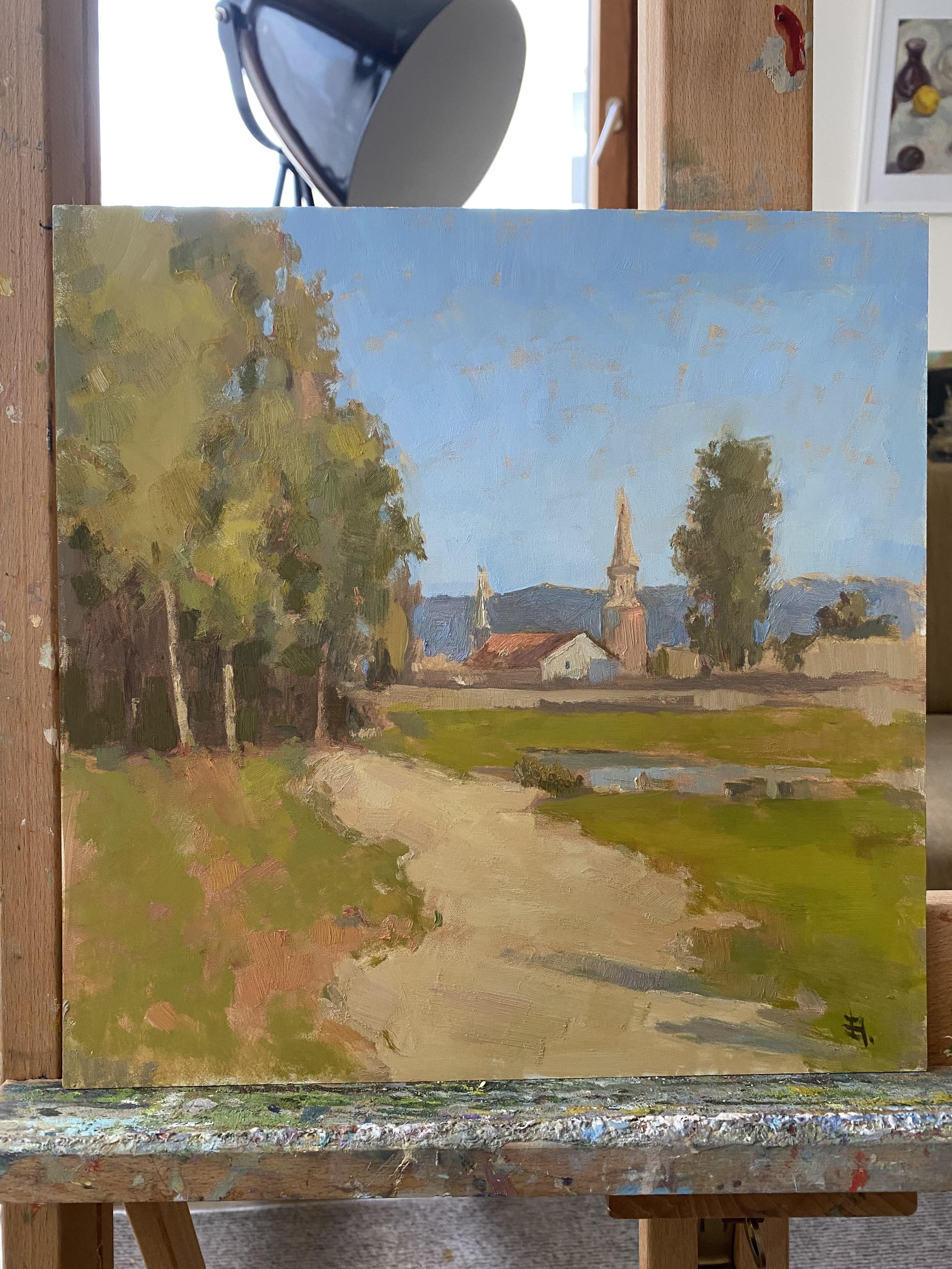 „Silent path“, oil painting, landscape, wall art, country side, impressionism For Sale 4