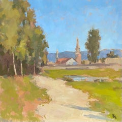 "Chemin silencieux, peinture à l'huile, paysage, art mural, campagne, impressionnisme