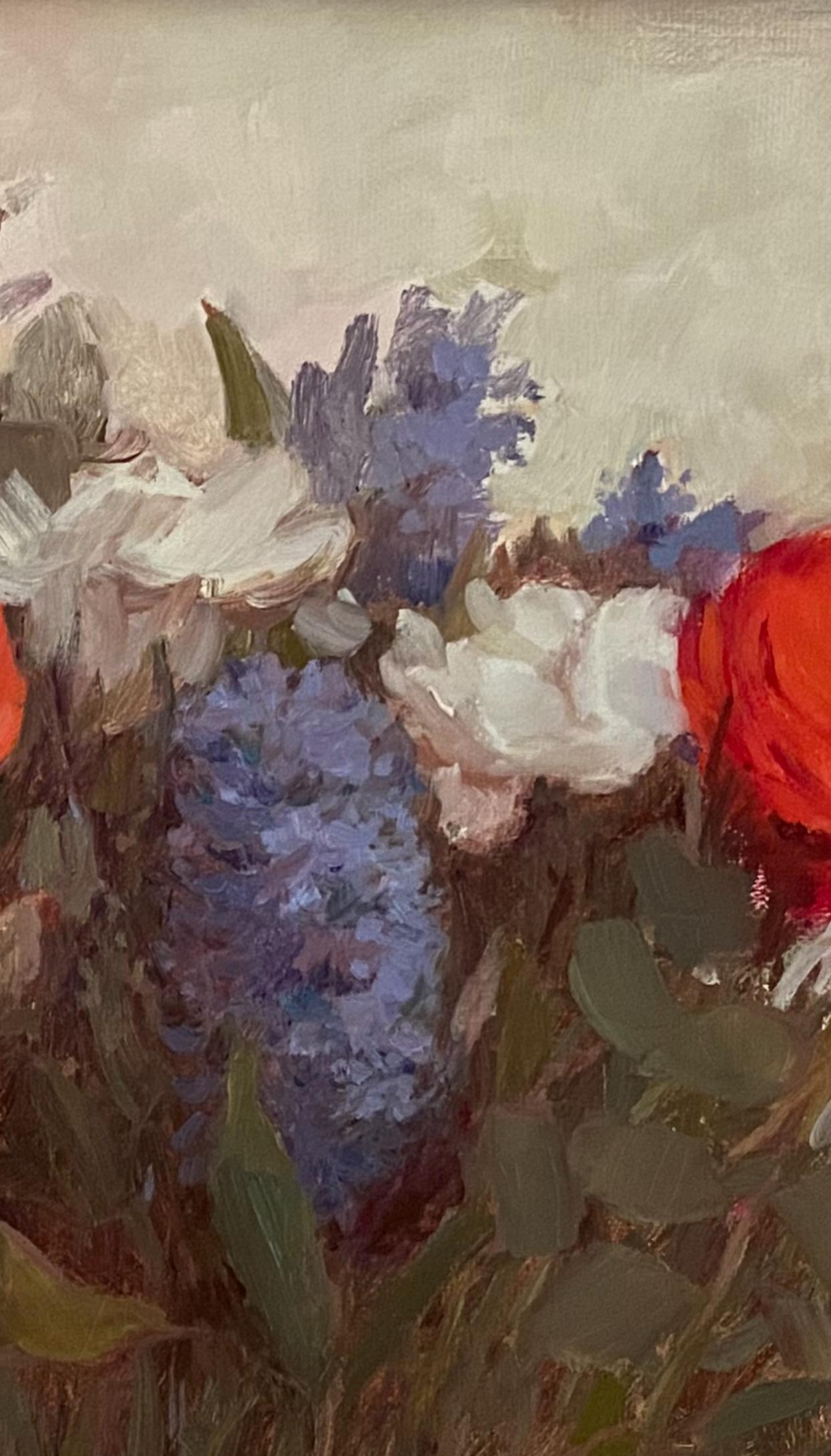 Spring flowers, oil painting, interior, flowers, bright colours, bouquet For Sale 2