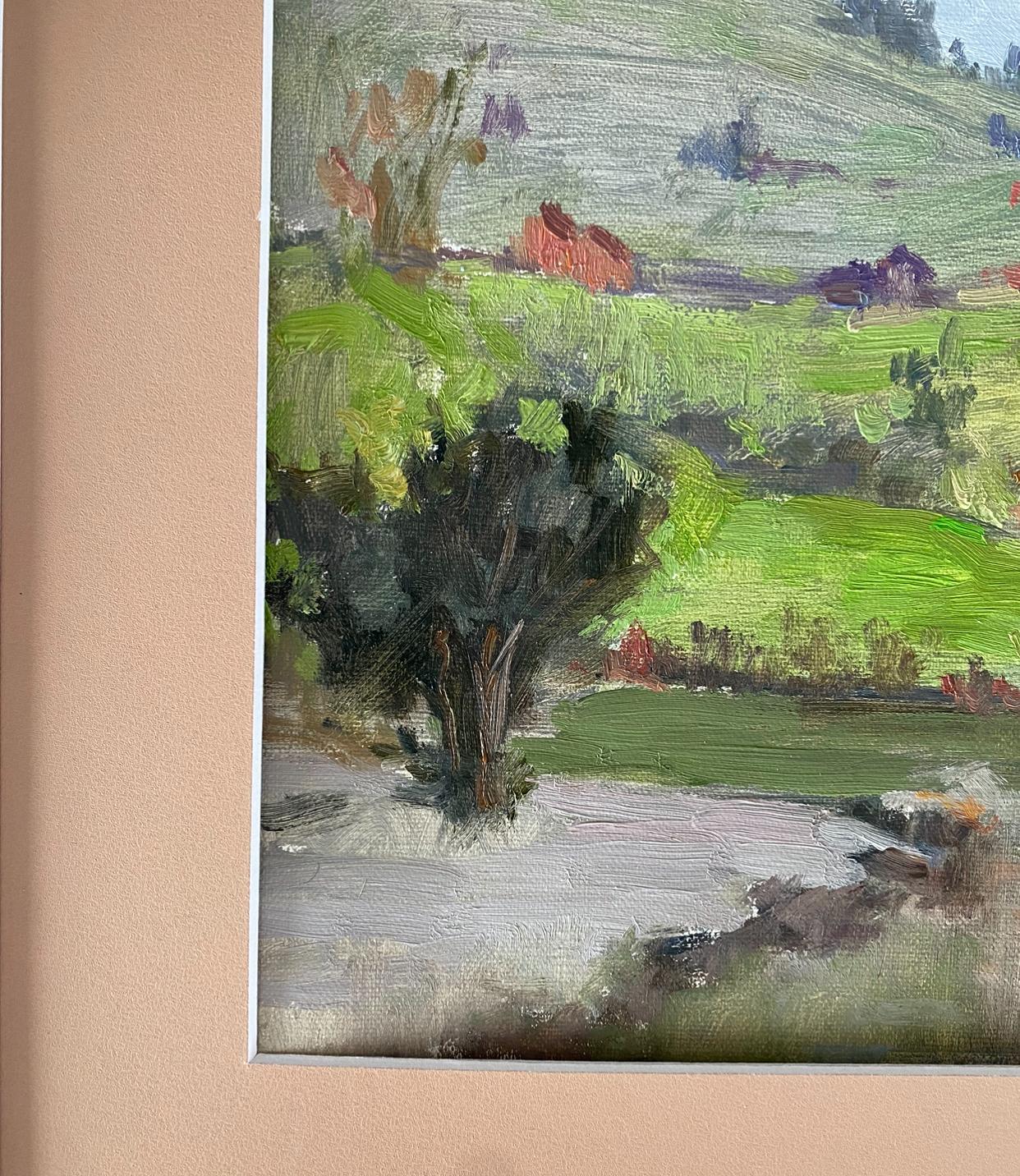 Spring in Werdenberg, Impressionismus, Landschaft, Ölfarbe, bildende Kunst, Interieur im Angebot 1