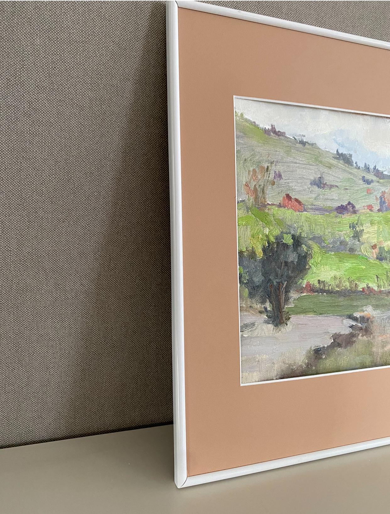 Spring in Werdenberg, Impressionismus, Landschaft, Ölfarbe, bildende Kunst, Interieur im Angebot 3