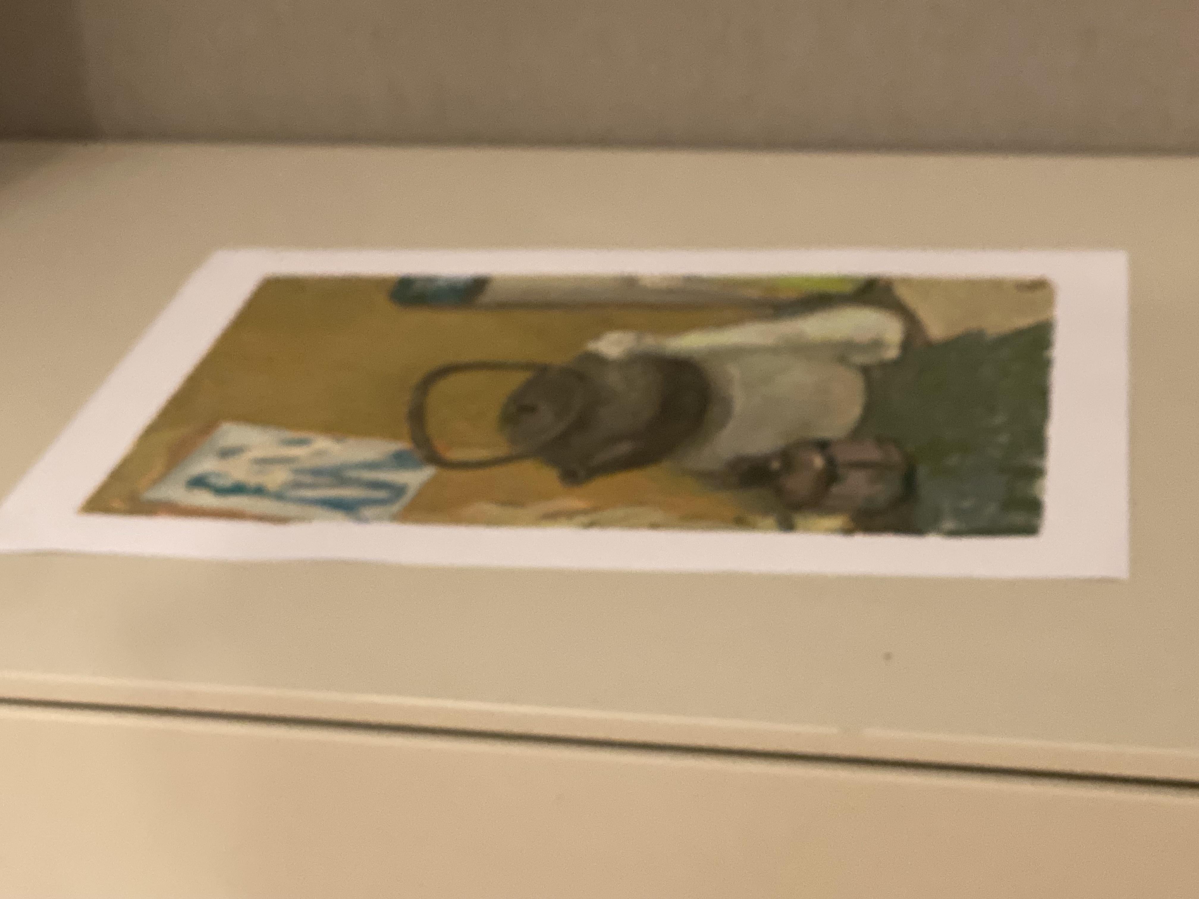 Stilleben mit Porzellankatze stillleben ölgemälde impressionismus zeitgenössisch im Angebot 3