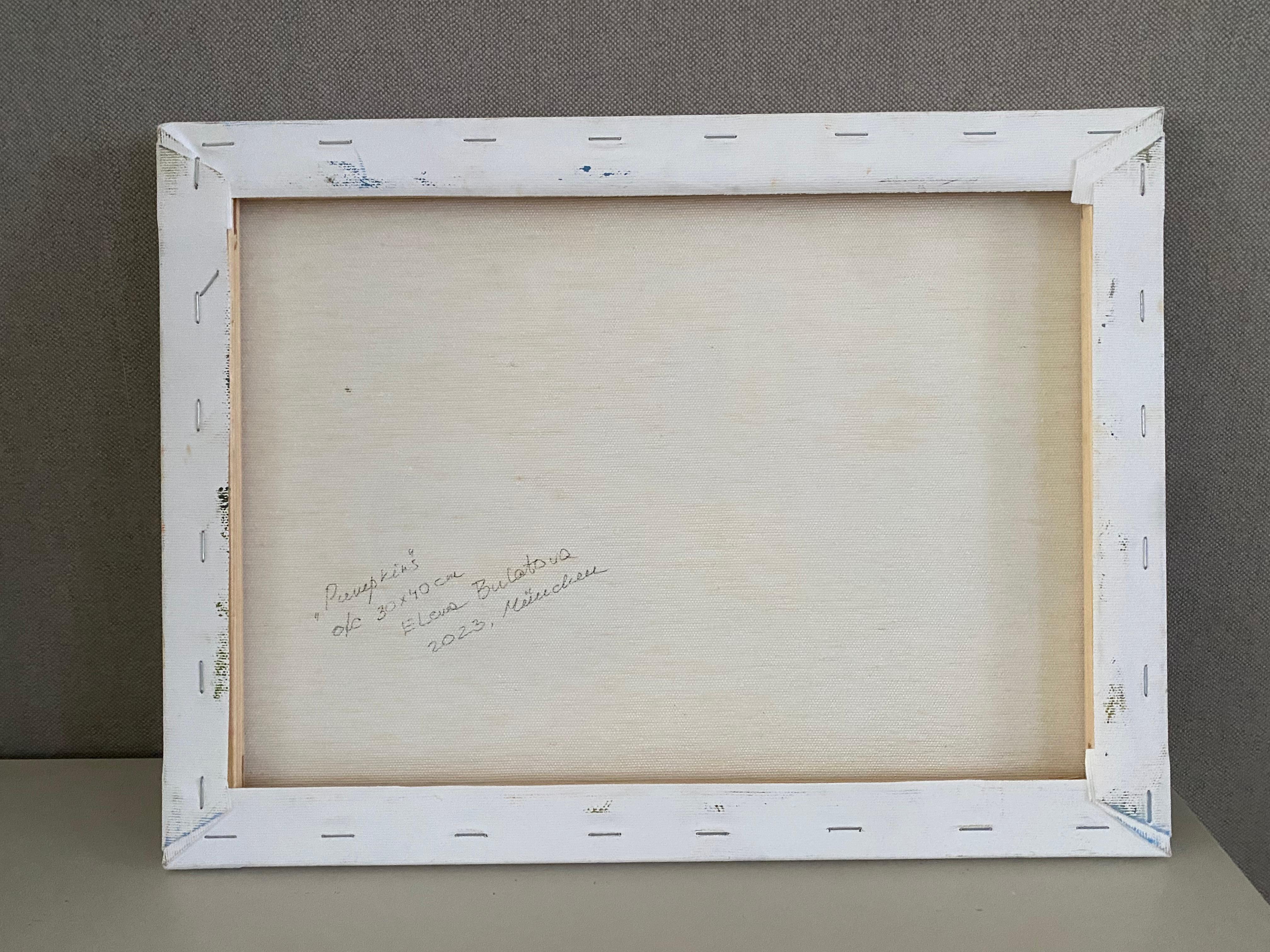 Stillleben mit Kürbissen Realismus fineart Herbst Öl auf Leinwand Studio Original im Angebot 5