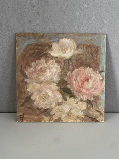 Tenderness. Oil impressionist painting fine art white roses floral original