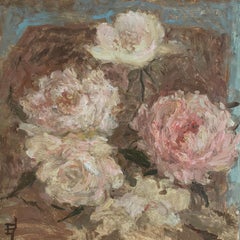 Tenderness. Oil impressionist painting fine art white roses floral original