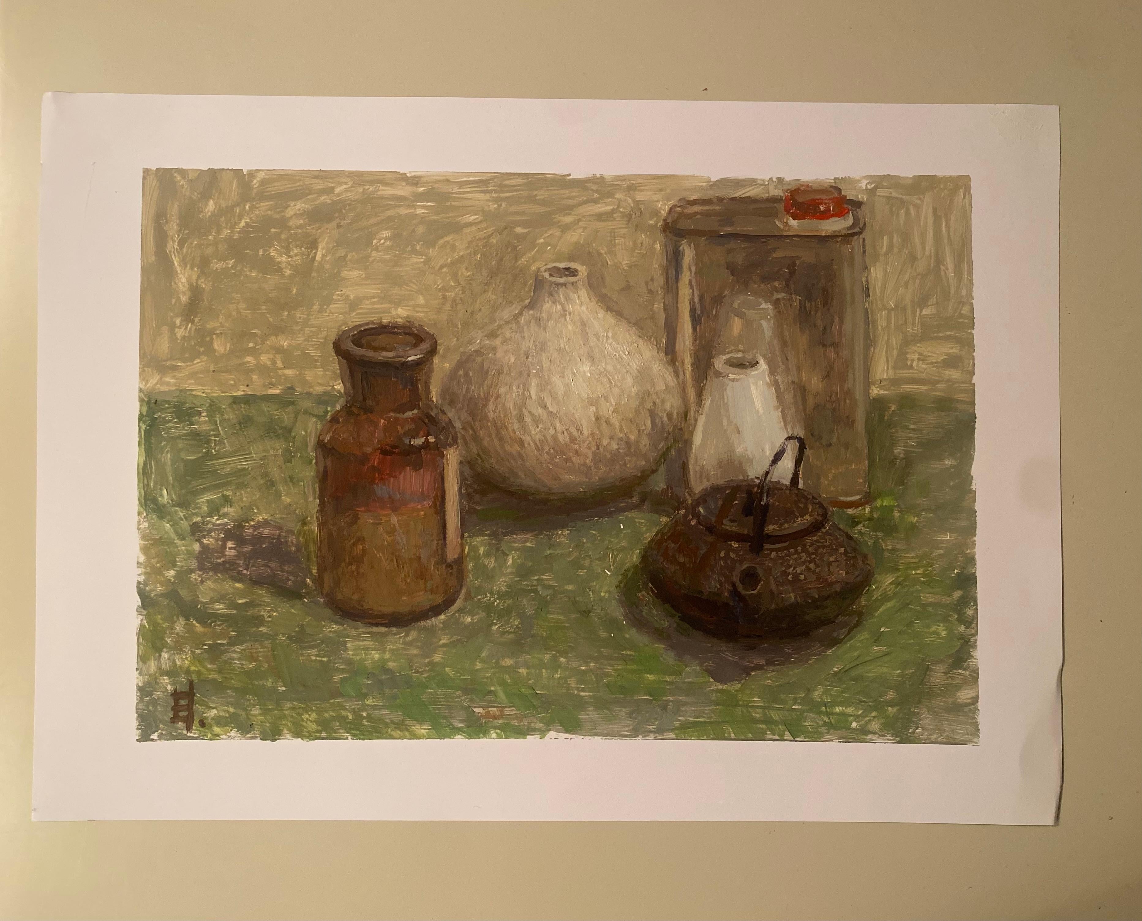 The Weight of Simple Things, still life, oil on paper, impressionism – Painting von Elena Bulatova