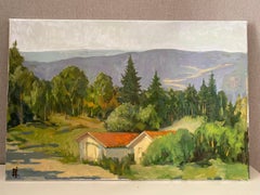 Uetliberg Hillside. Landscape, hills, trees, soft greens, impressionism