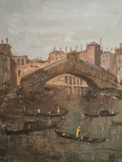 Venice, a Quiet Passage, original oil painting, impressionist cityscape fineart