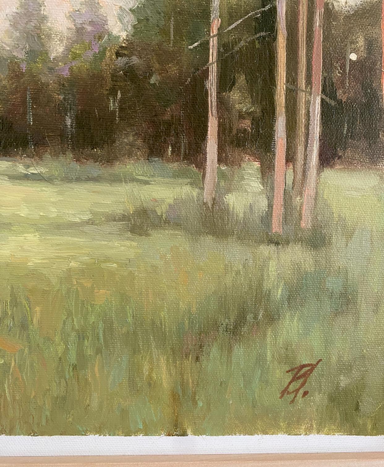 Where the Pines Whisper Peinture à l'huile originale sur toile, paysage avec forêt - Painting de Elena Bulatova