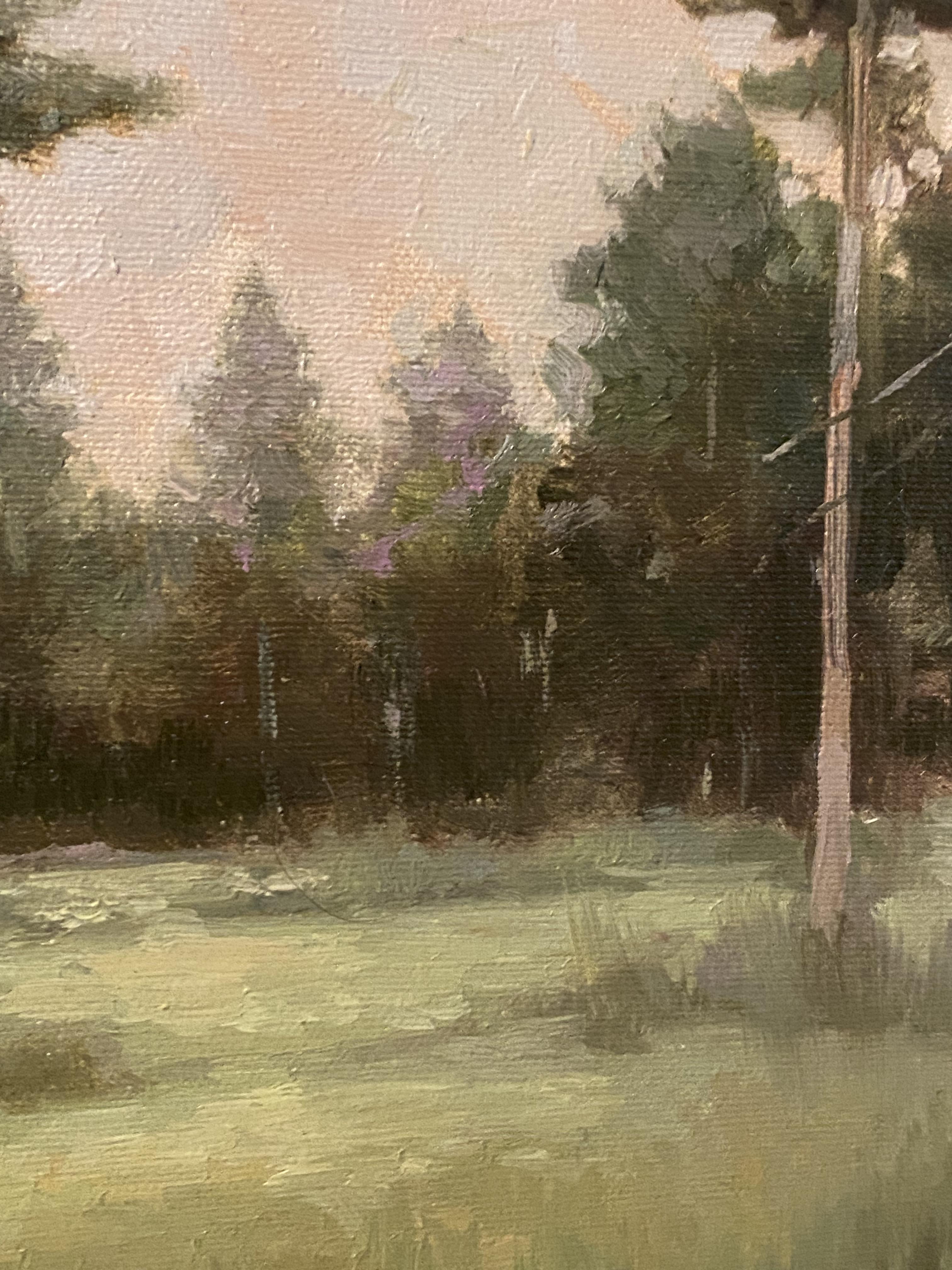 Where the Pines Whisper Peinture à l'huile originale sur toile, paysage avec forêt en vente 1
