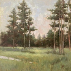 Where the Pines Whisper Peinture à l'huile originale sur toile, paysage avec forêt