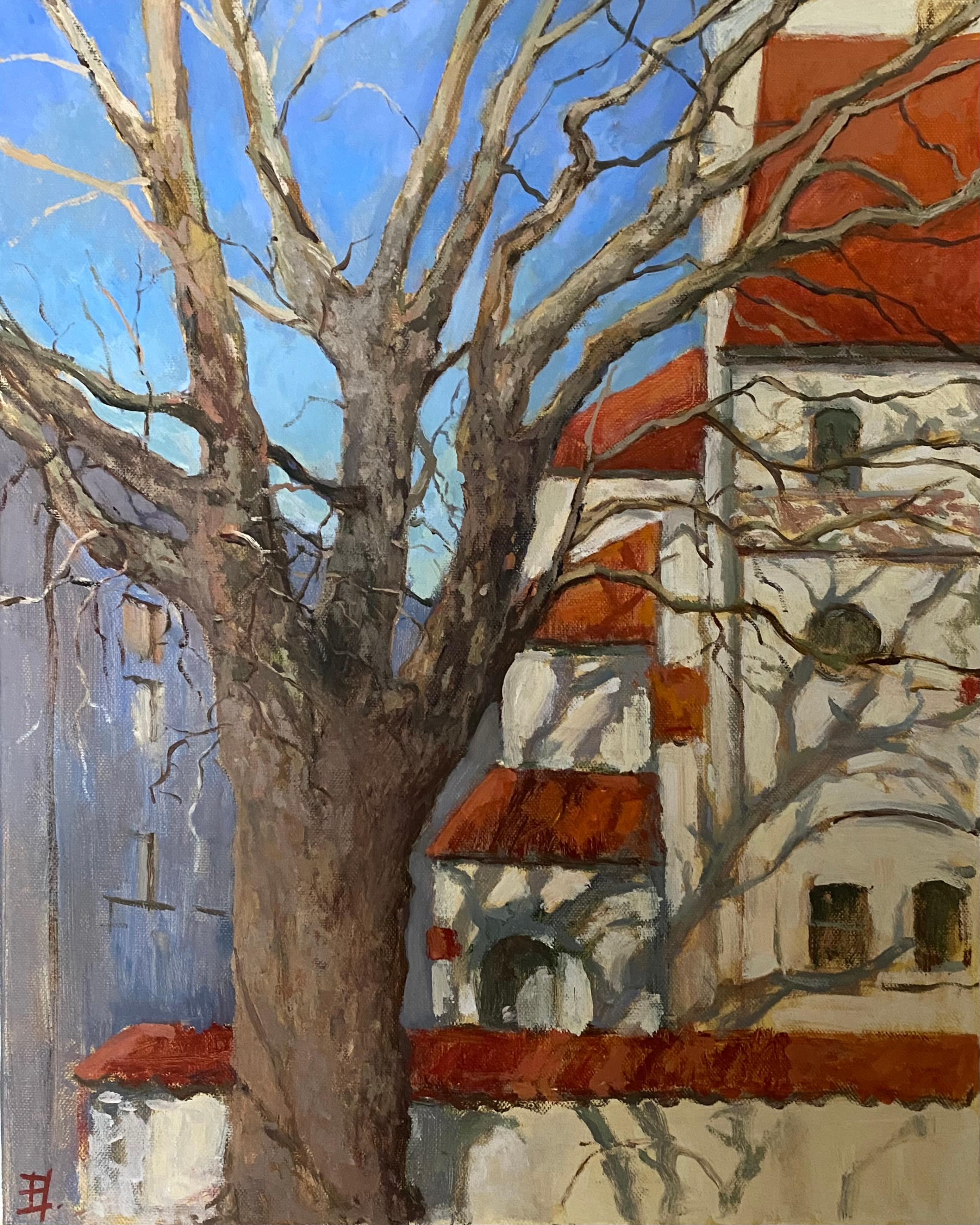 Figurative Painting di Elena Bulatova - "Sussurri d'ombra" pittura a olio, paesaggio, Impressionismo, Nature, tre