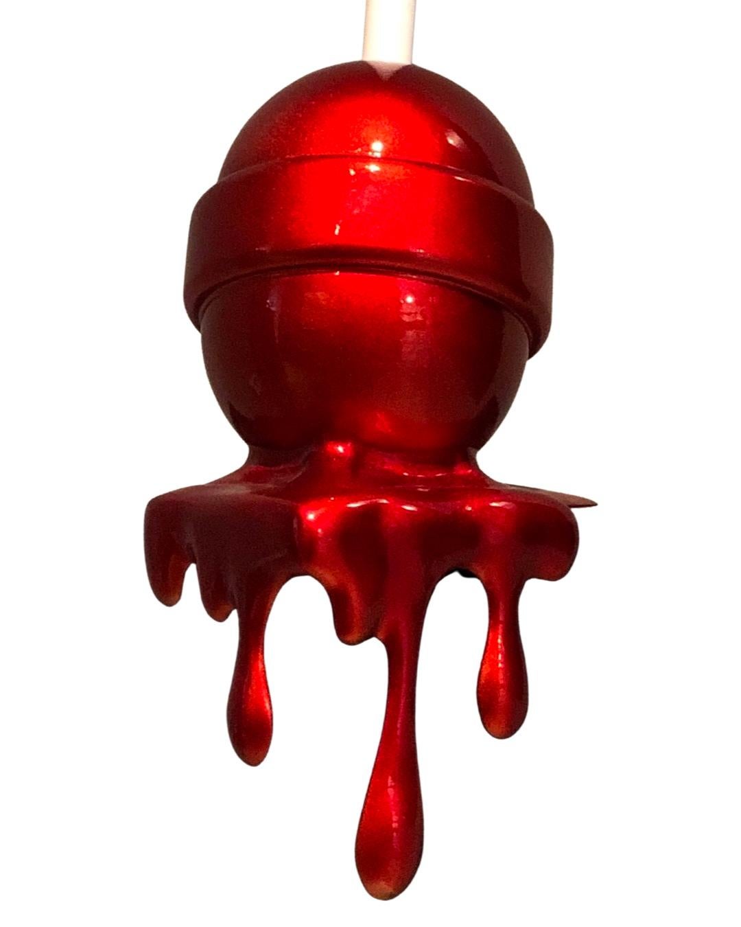 Cherry Red Corner Drip Lollipop - Sculpture by Elena Bulatova