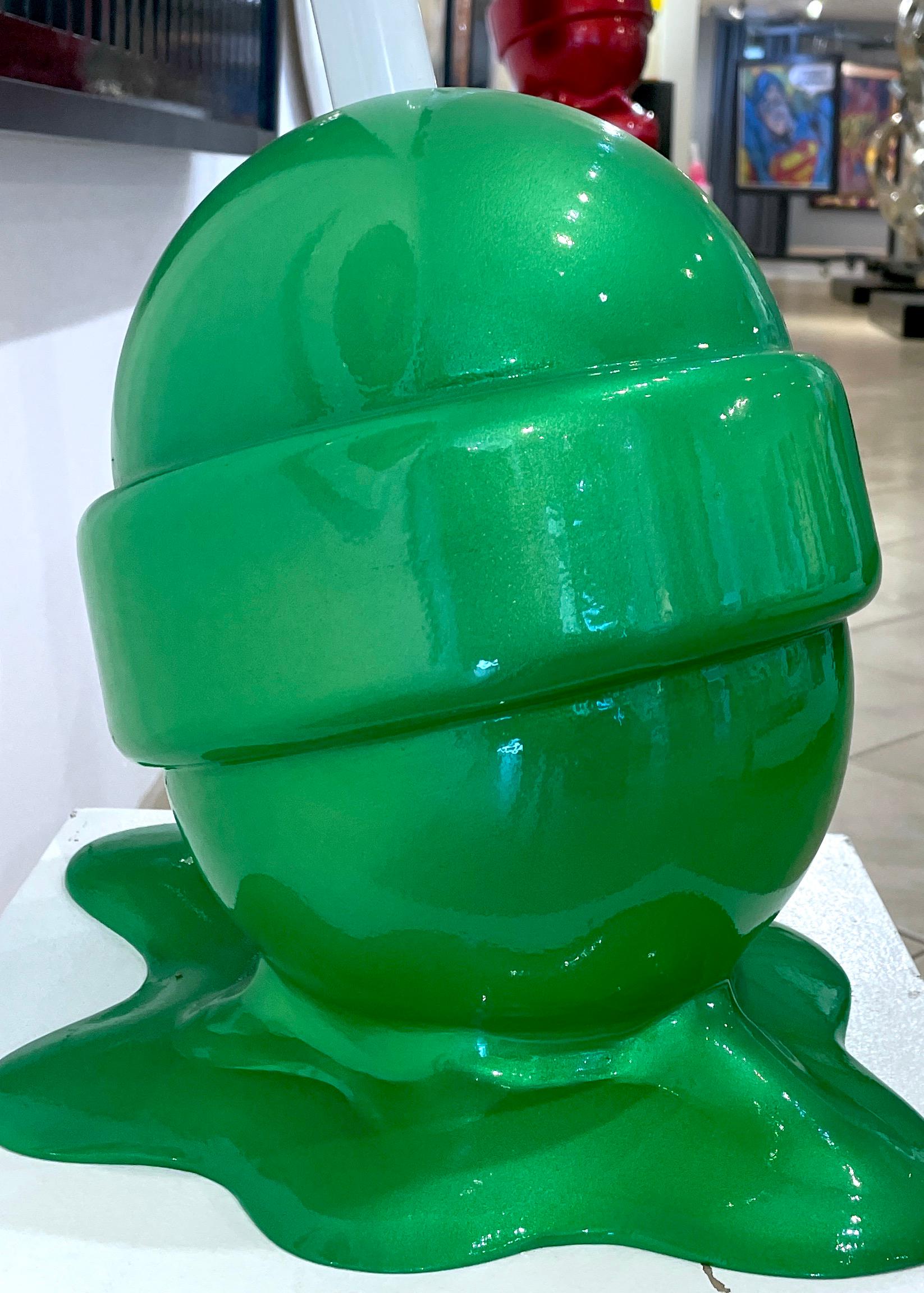 Green Flat Medium Lollipop - Pop Art Sculpture by Elena Bulatova