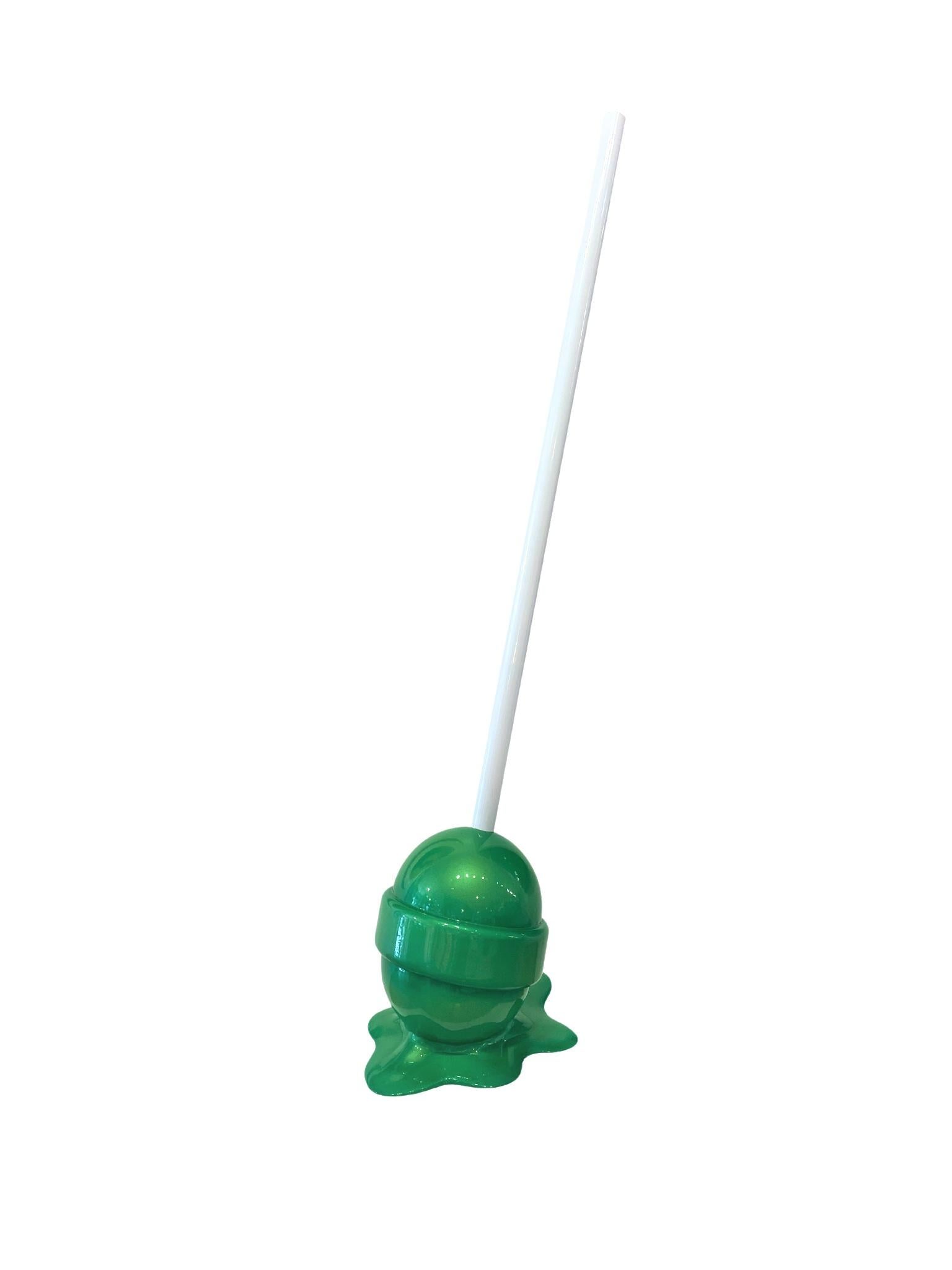 Elena Bulatova Figurative Sculpture - Green Flat Medium Lollipop