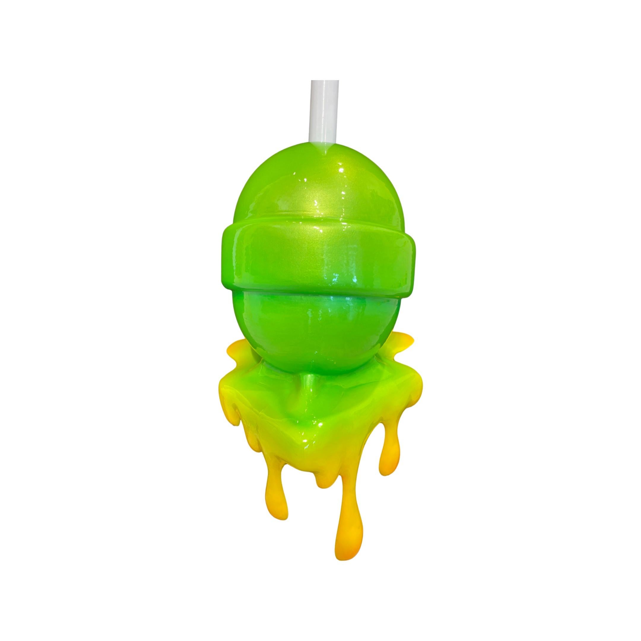 Green/Yellow Corner Drip Lollipop - Sculpture by Elena Bulatova