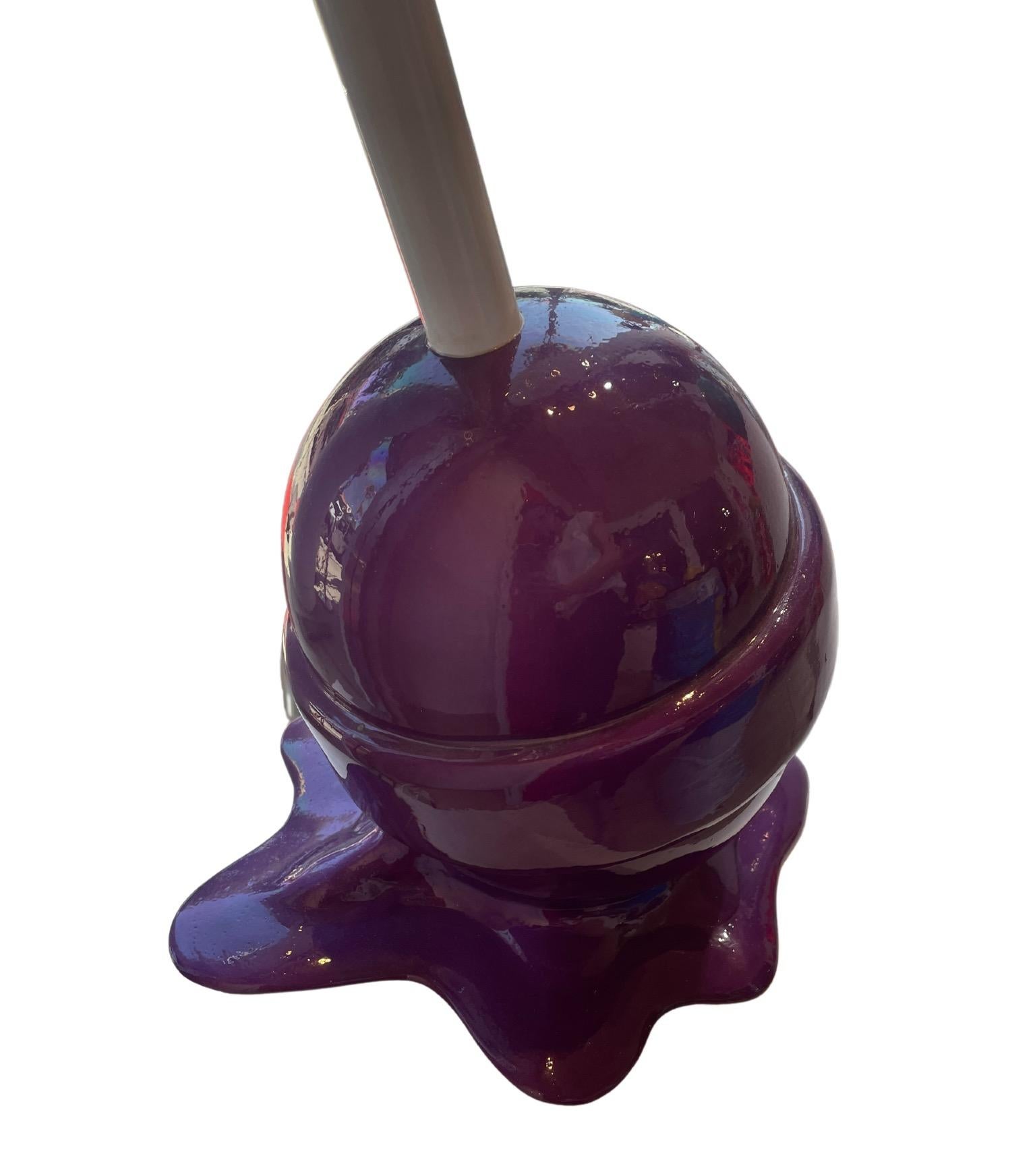 Elena Bulatova Figurative Sculpture - Purple Flat Medium Lollipop