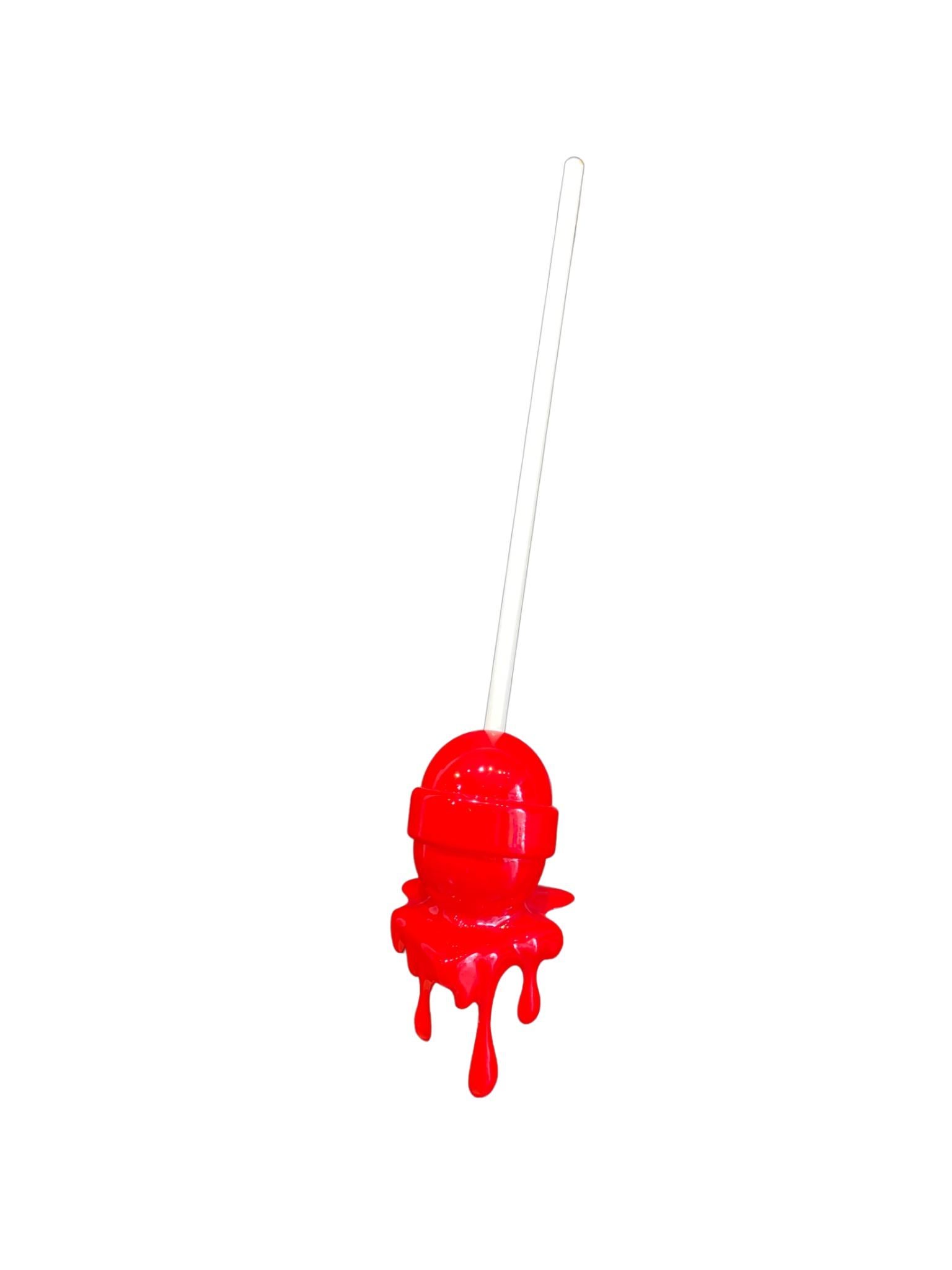 Red Corner Drip Lollipop - Sculpture by Elena Bulatova