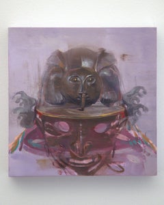 "Kawari Kabuto" (2024) - Pintura al óleo de naturaleza muerta con armadura japonesa realista