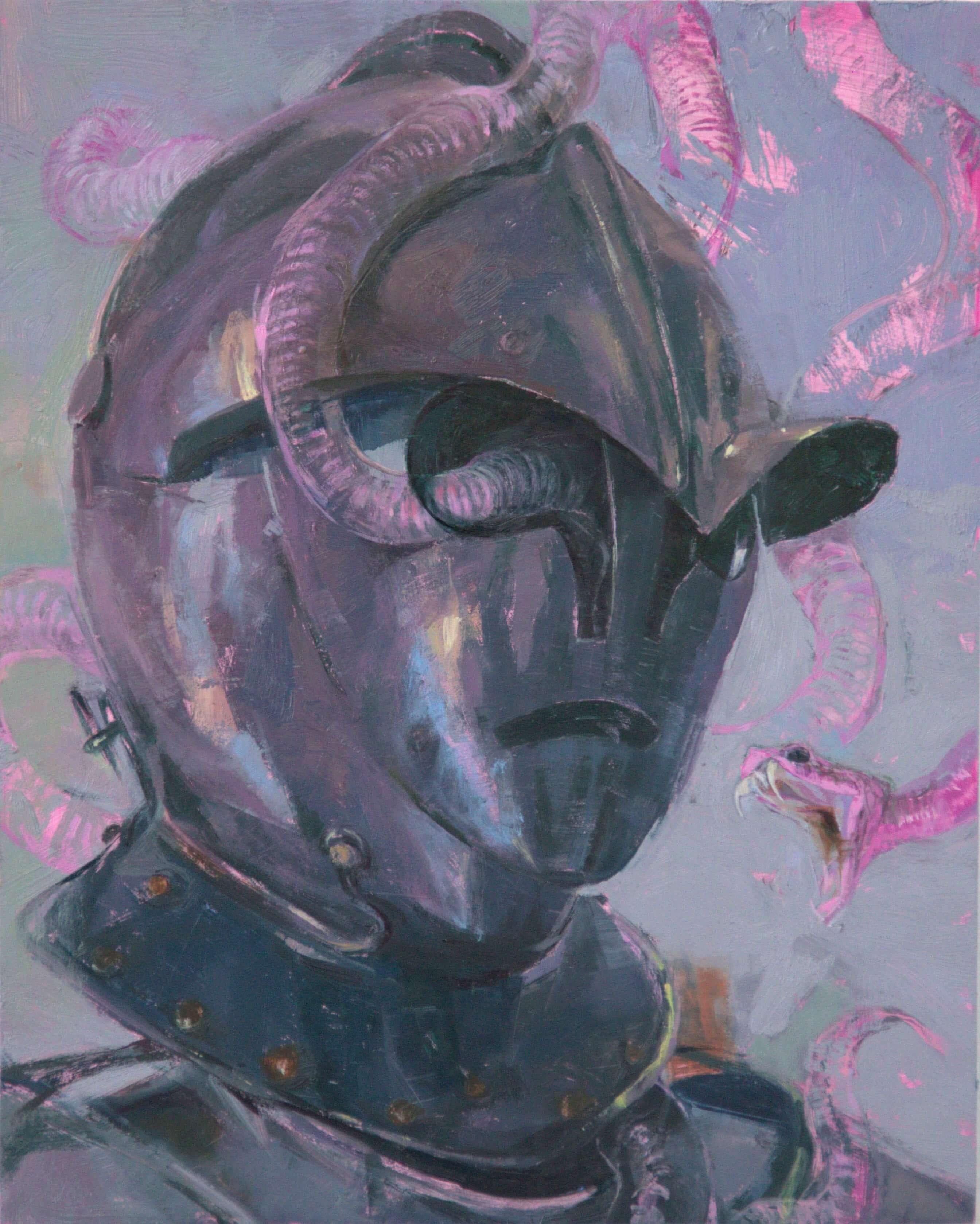 Elena Burykina Figurative Painting - "Year of Snake" (2025) Still-Life of Medieval Armor, Oil Painting