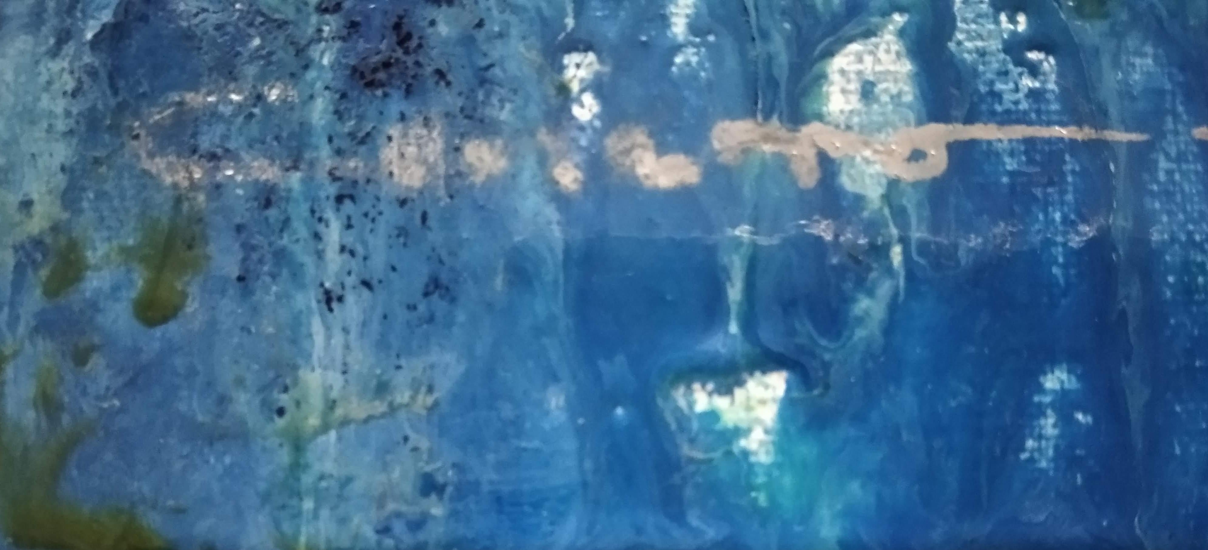 Untitled - Blue Abstract Painting by Elena Cenarro 