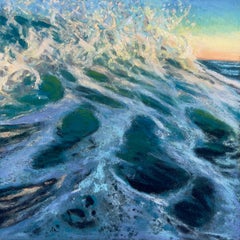 "Waves Mountains High I" Peinture originale d'Elena Degenhardt, paysage marin au pastel