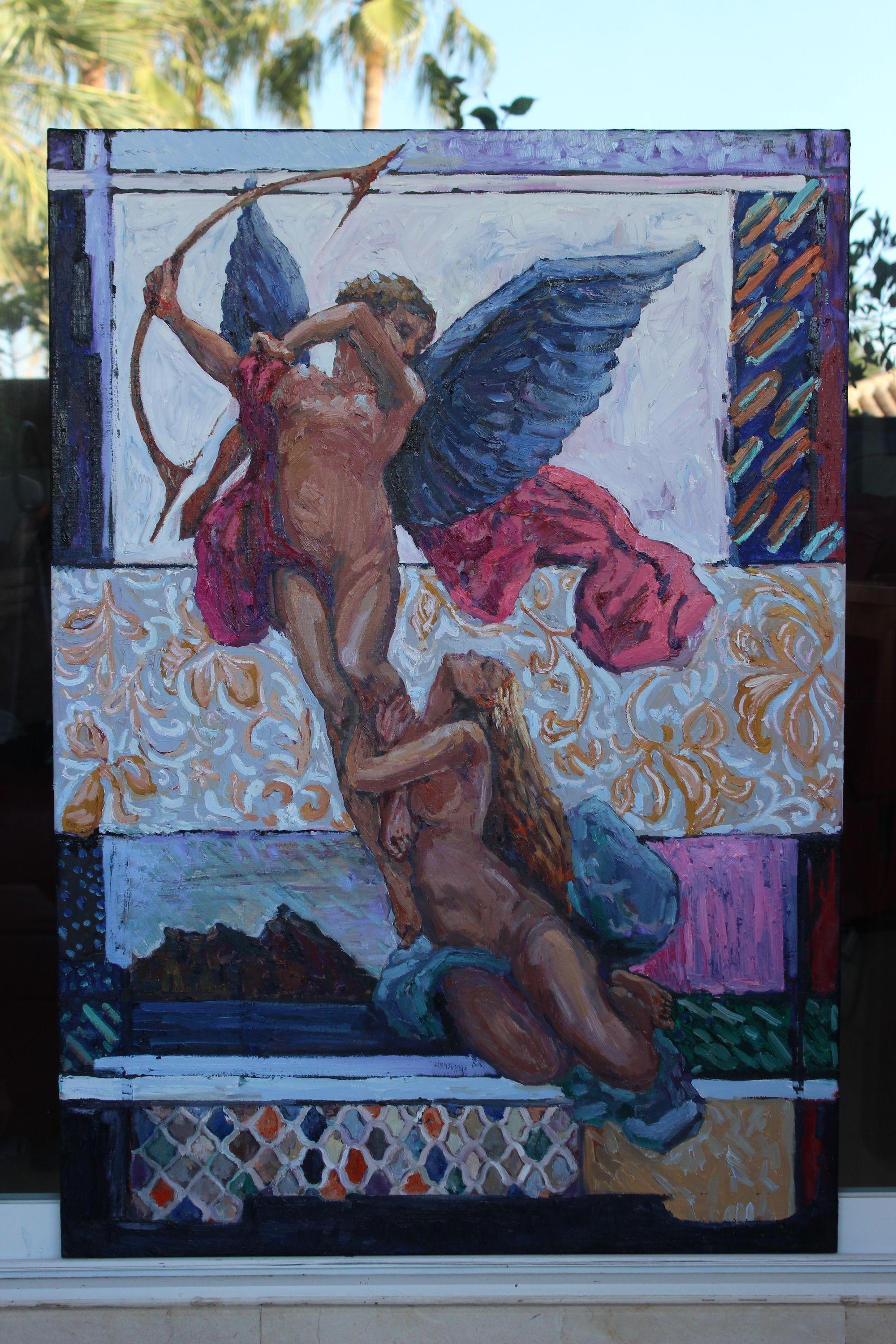 Amour & Psyche -I, Pittura, Olio su tela - Painting Art Déco di Elena Done