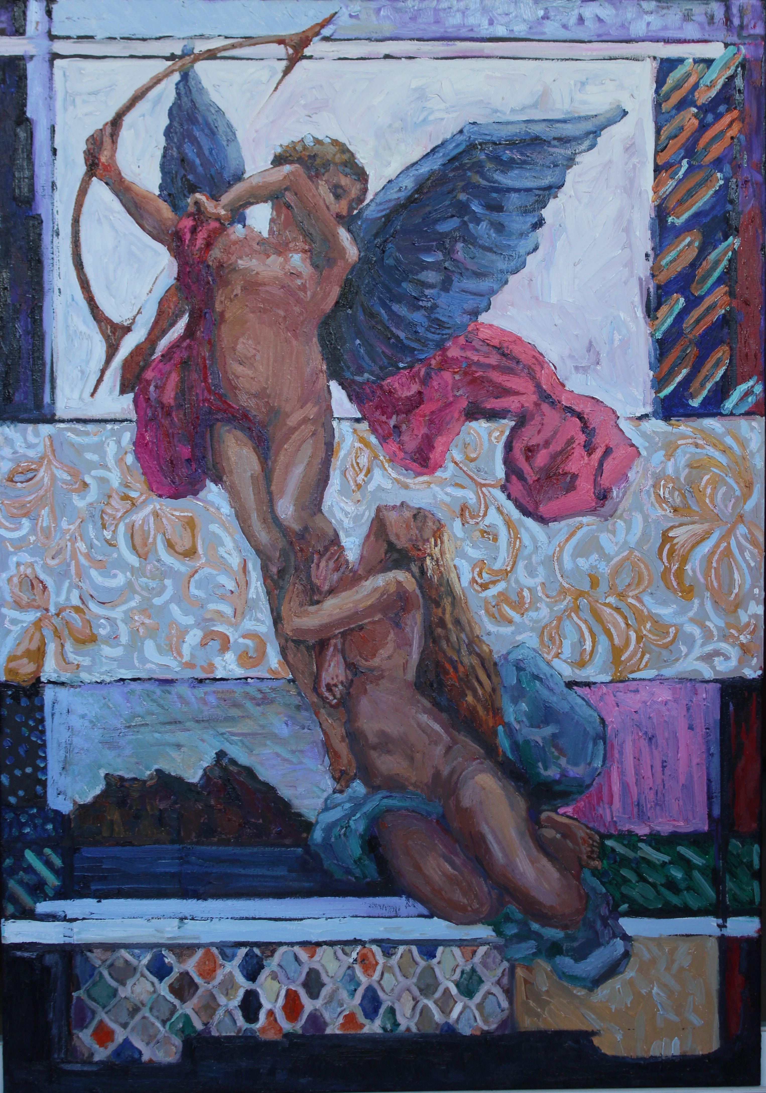 Amour & Psyche -I, Pittura, Olio su tela - Painting di Elena Done
