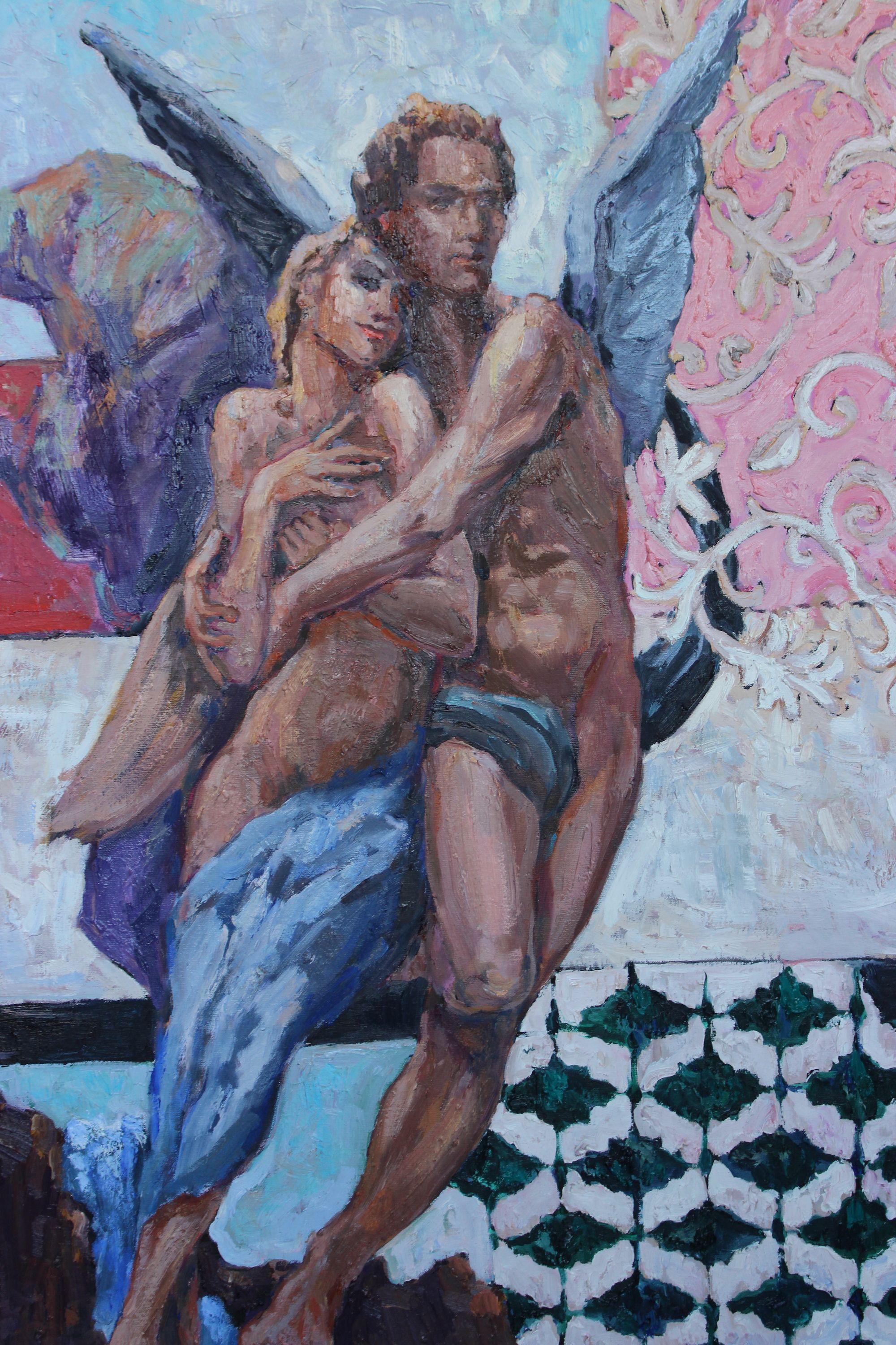 Amor y Psique III, Pintura, Óleo sobre lienzo - Painting Art Decó de Elena Done
