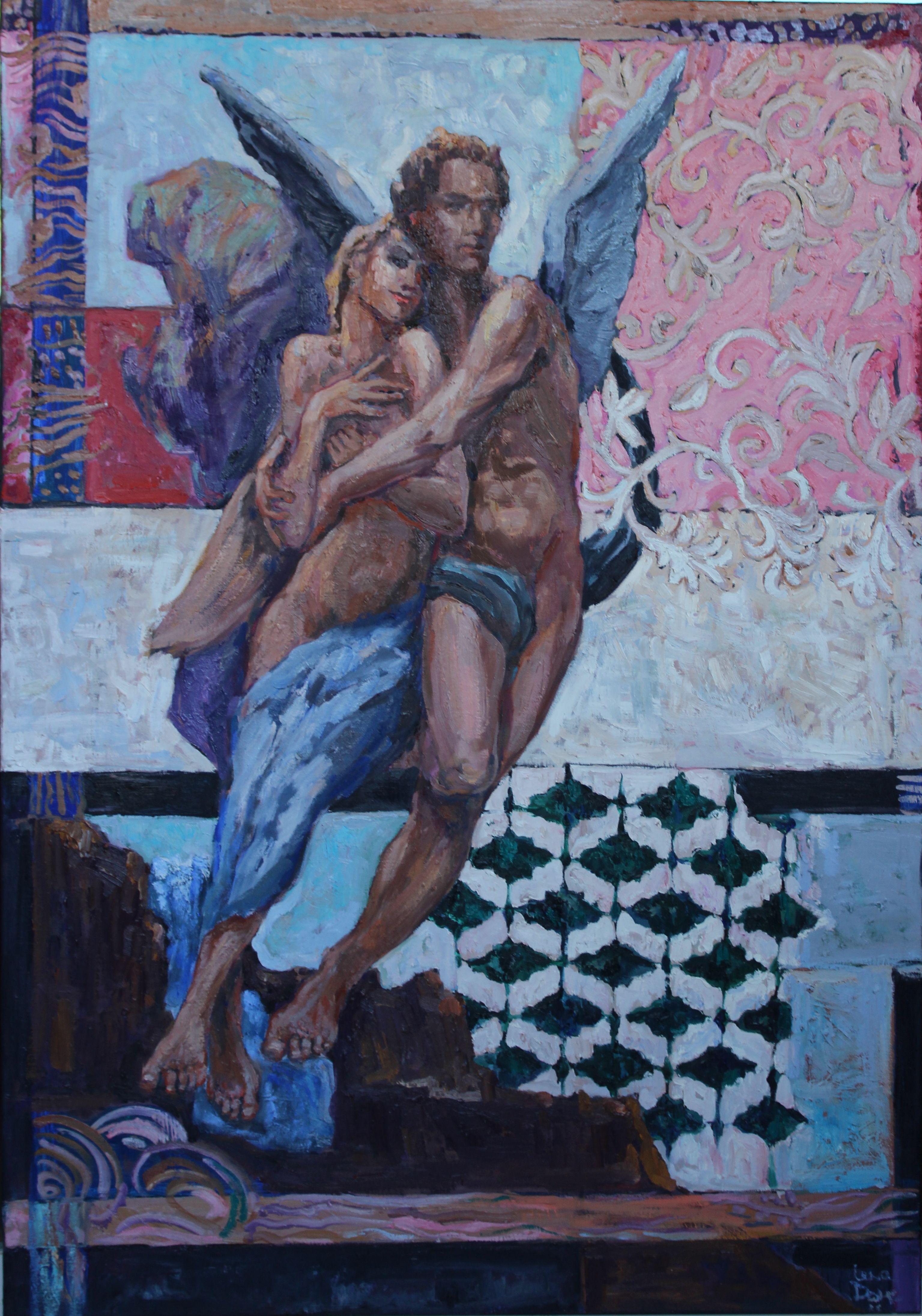 Amor y Psique III, Pintura, Óleo sobre lienzo - Painting de Elena Done