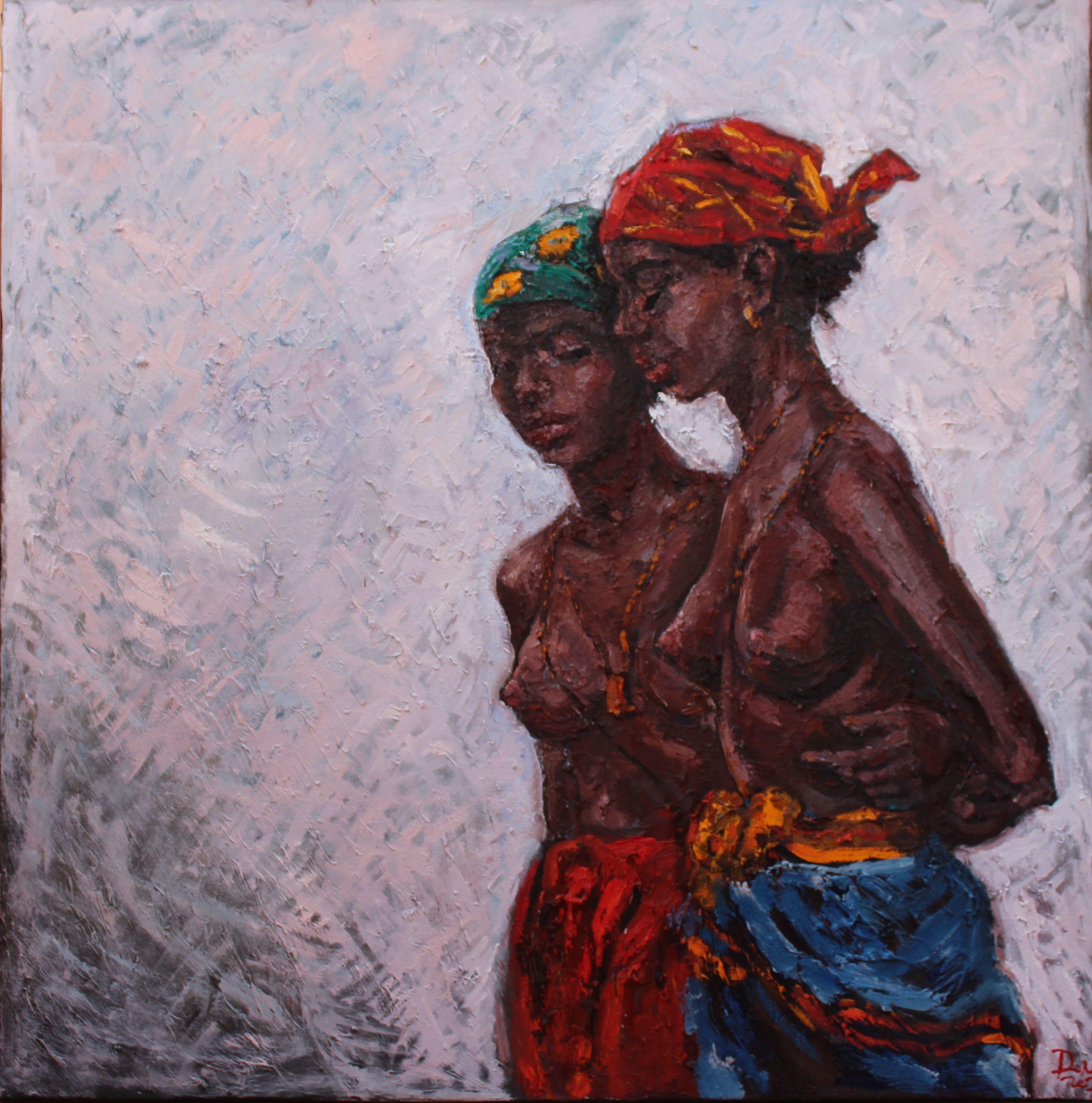 Bellezze nere II, Pittura, Olio su tela - Painting di Elena Done