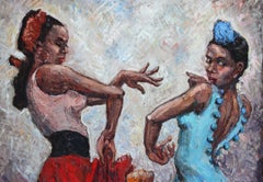Girls. Flamenco, Painting, Oil on Canvas