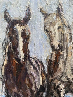 Horses on the beach, Painting, Oil on Canvas
