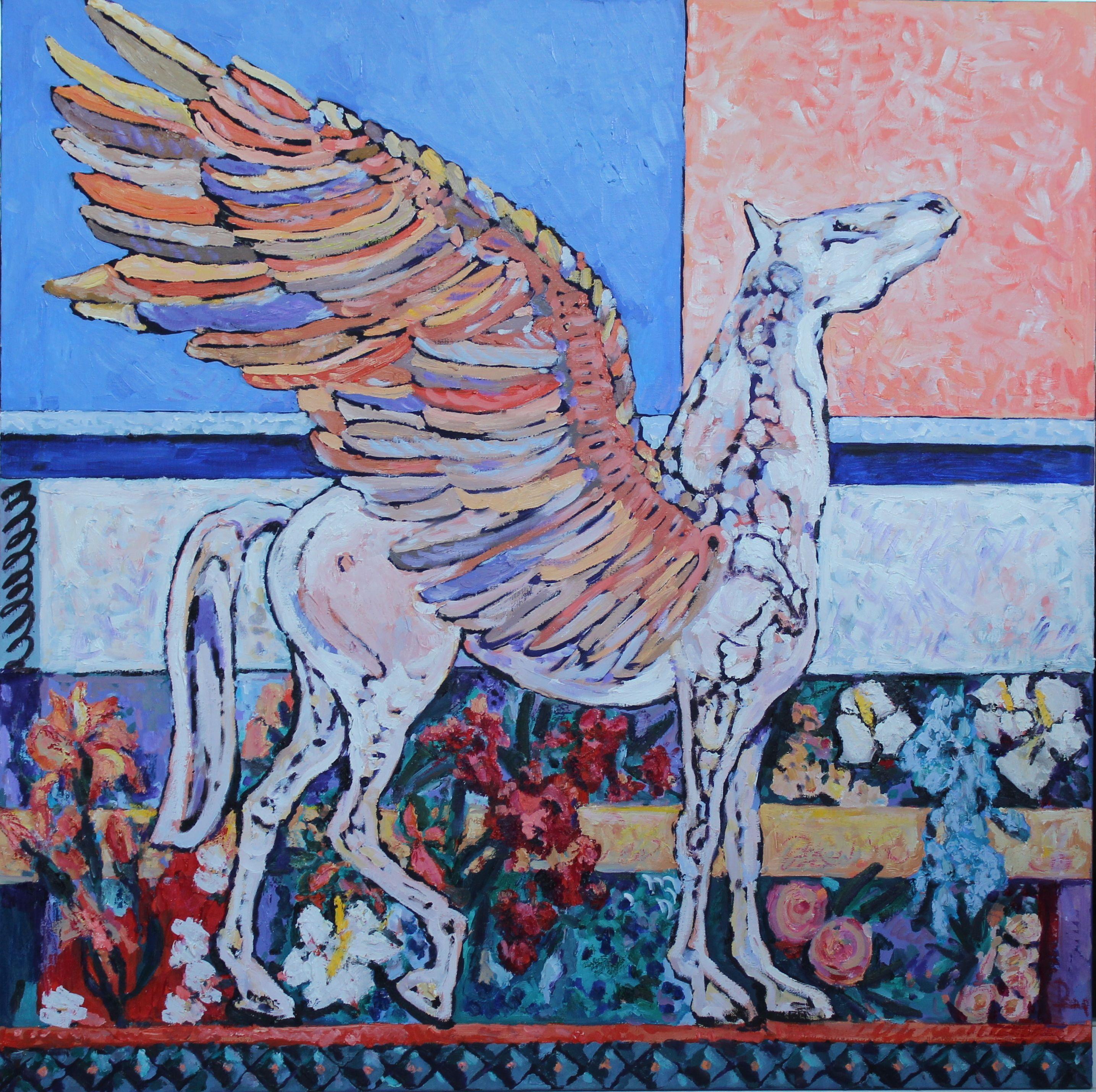 "Le ali ti porteranno a casa" o Pegasus III, Pittura, Olio su tela - Painting di Elena Done