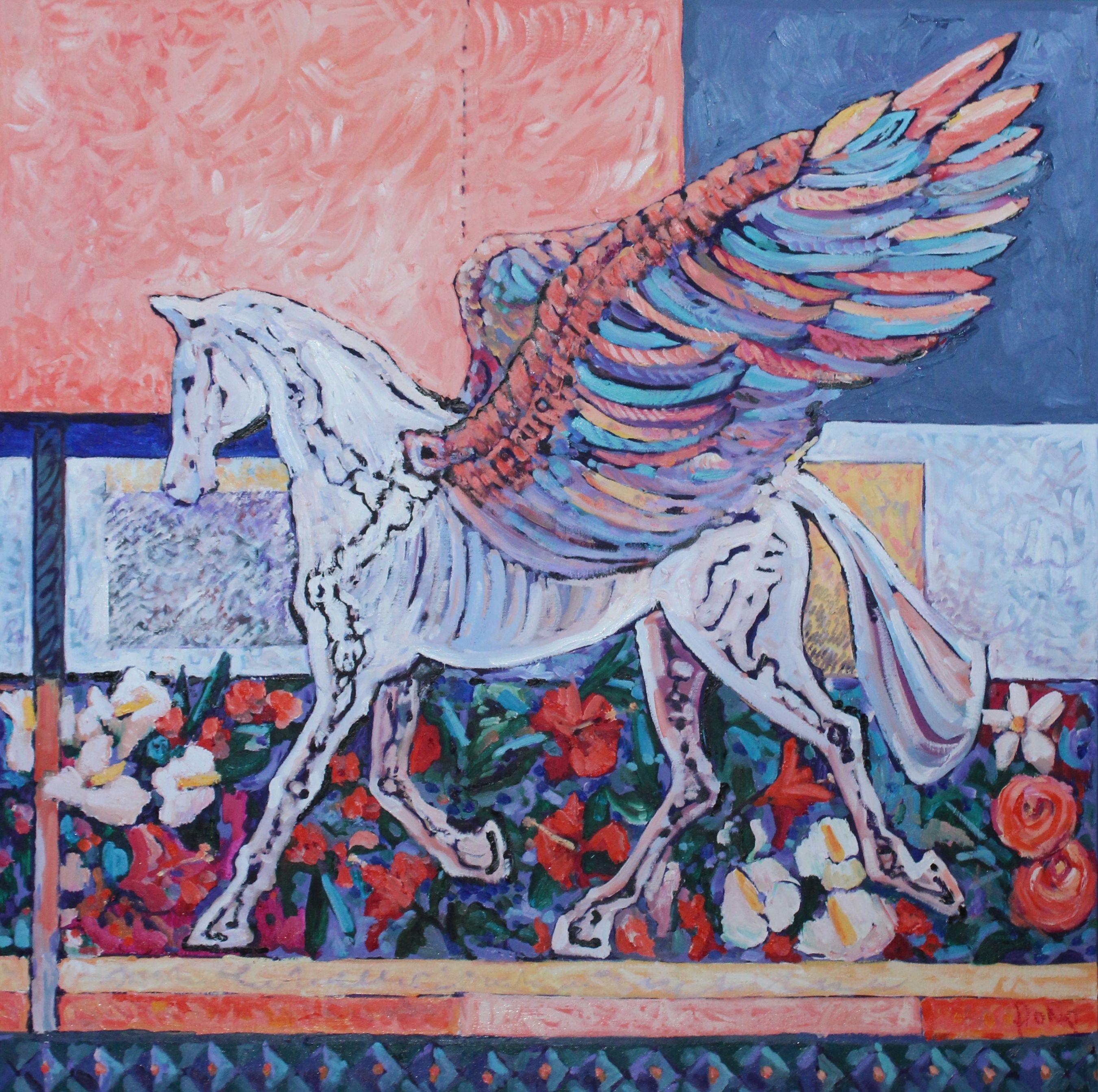 Die Flügel werden Sie nach Hause oder Pegasus IV. bringen, Gemälde, Öl auf Leinwand