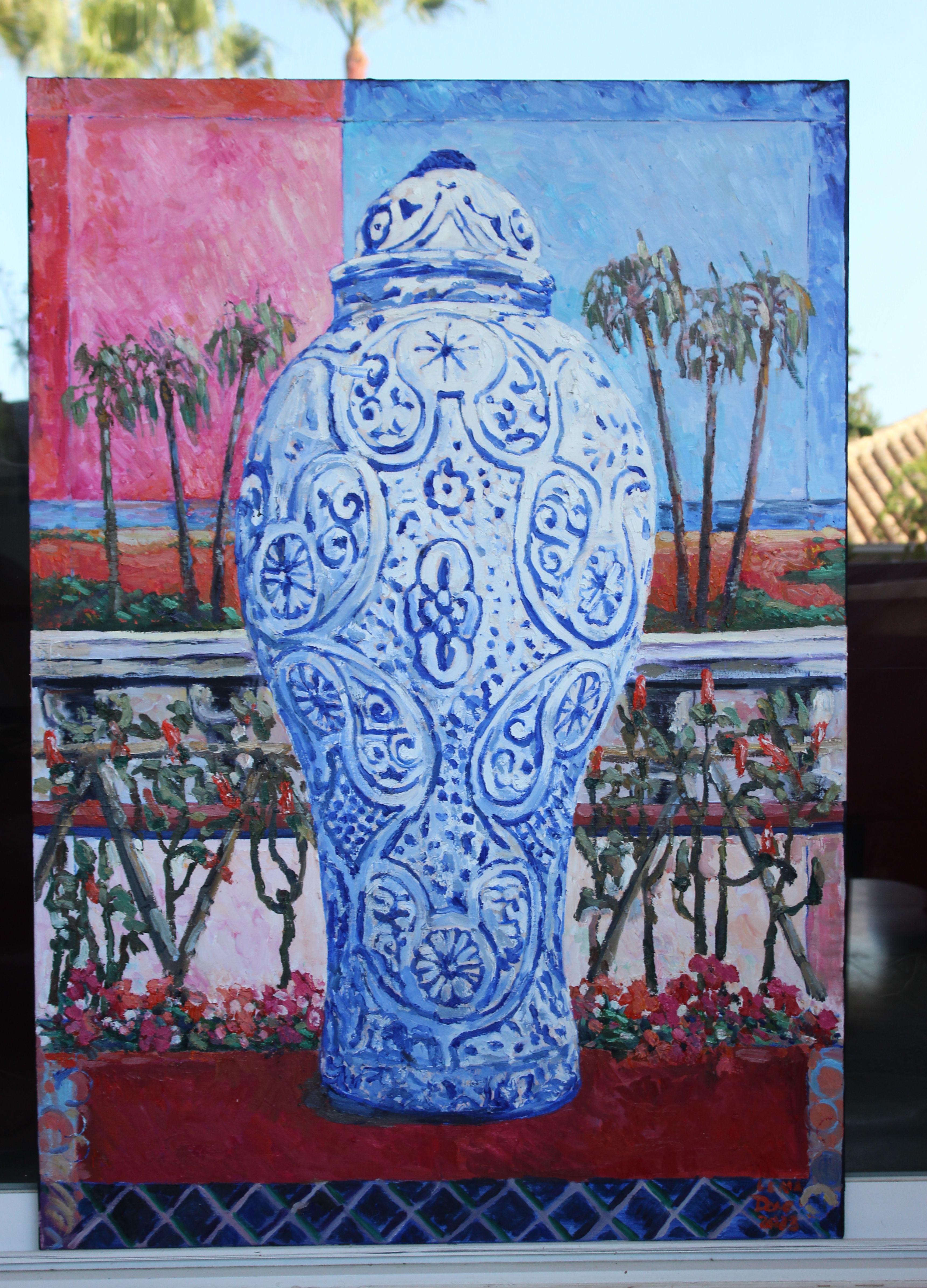 Vaso con risorse in Heaven Beach, Pittura, Olio su tela - Painting Contemporaneo di Elena Done