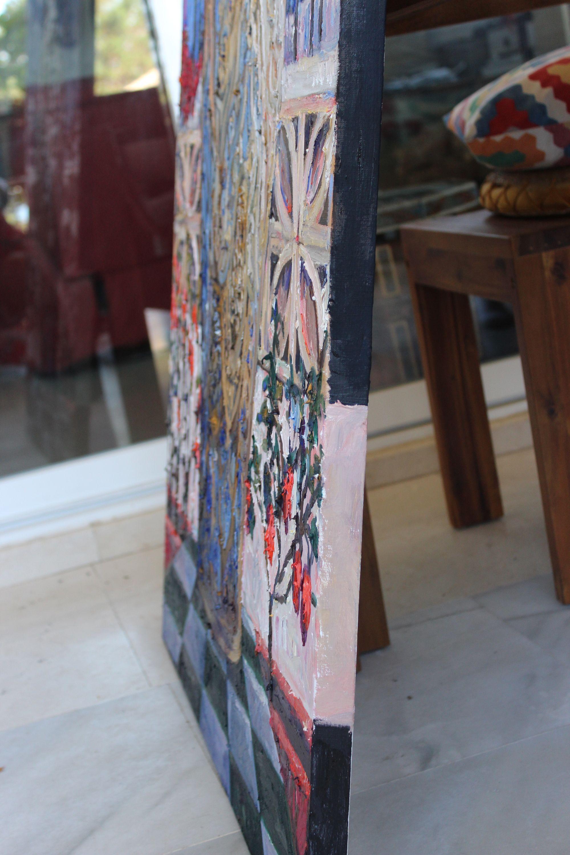 Vaso con risorse nel Paraiso, Pittura, Olio su tela - Painting Contemporaneo di Elena Done