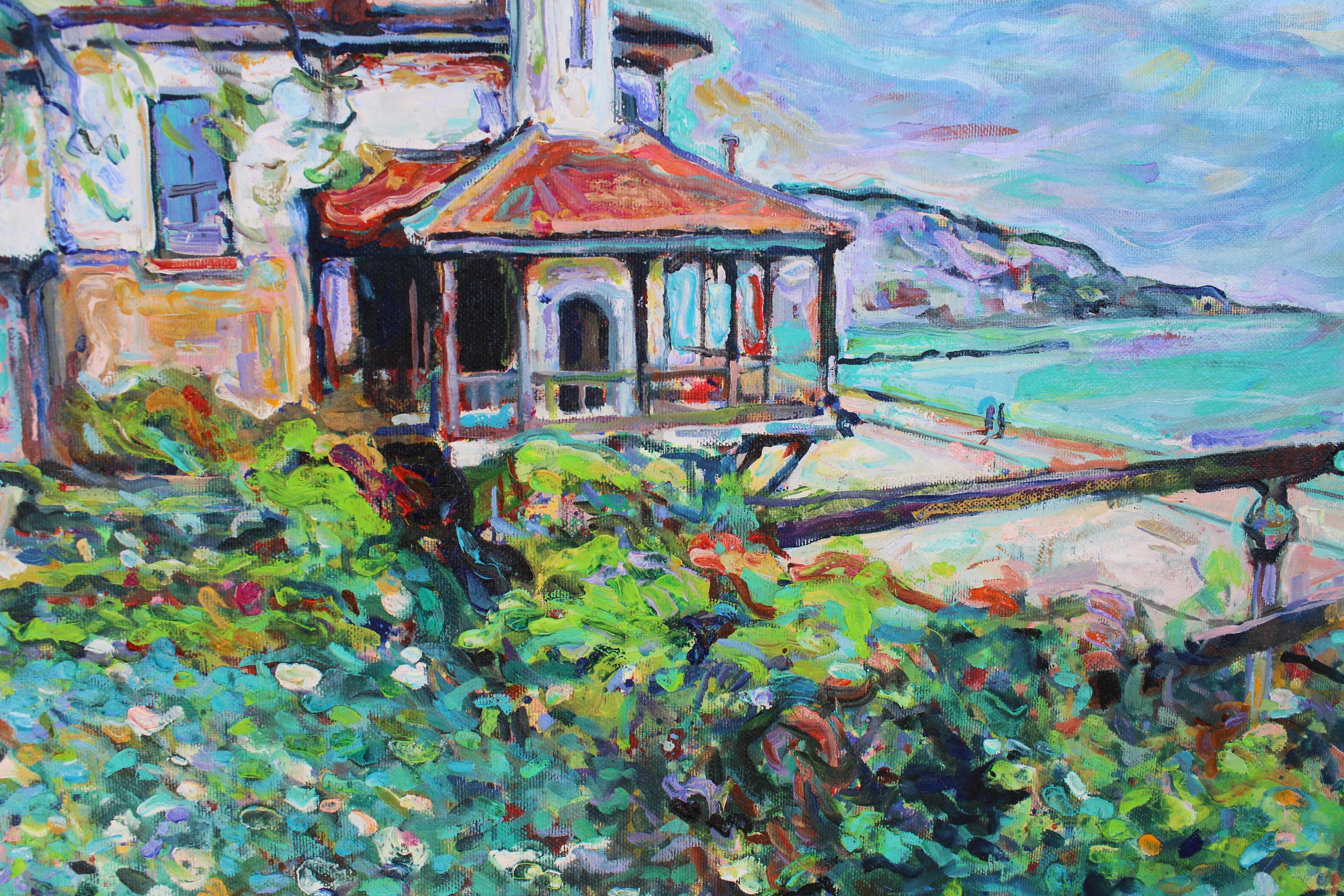 Balchik - Landscape Painting Oil Canvas Green Blue Red Yellow Brown 2